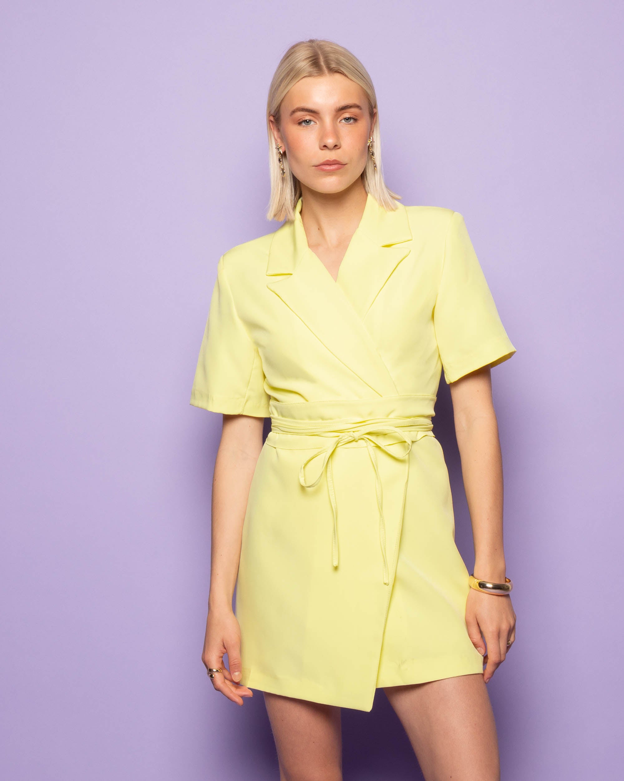 SADIE SHORT SLEEVE BLAZER DRESS YELLOW