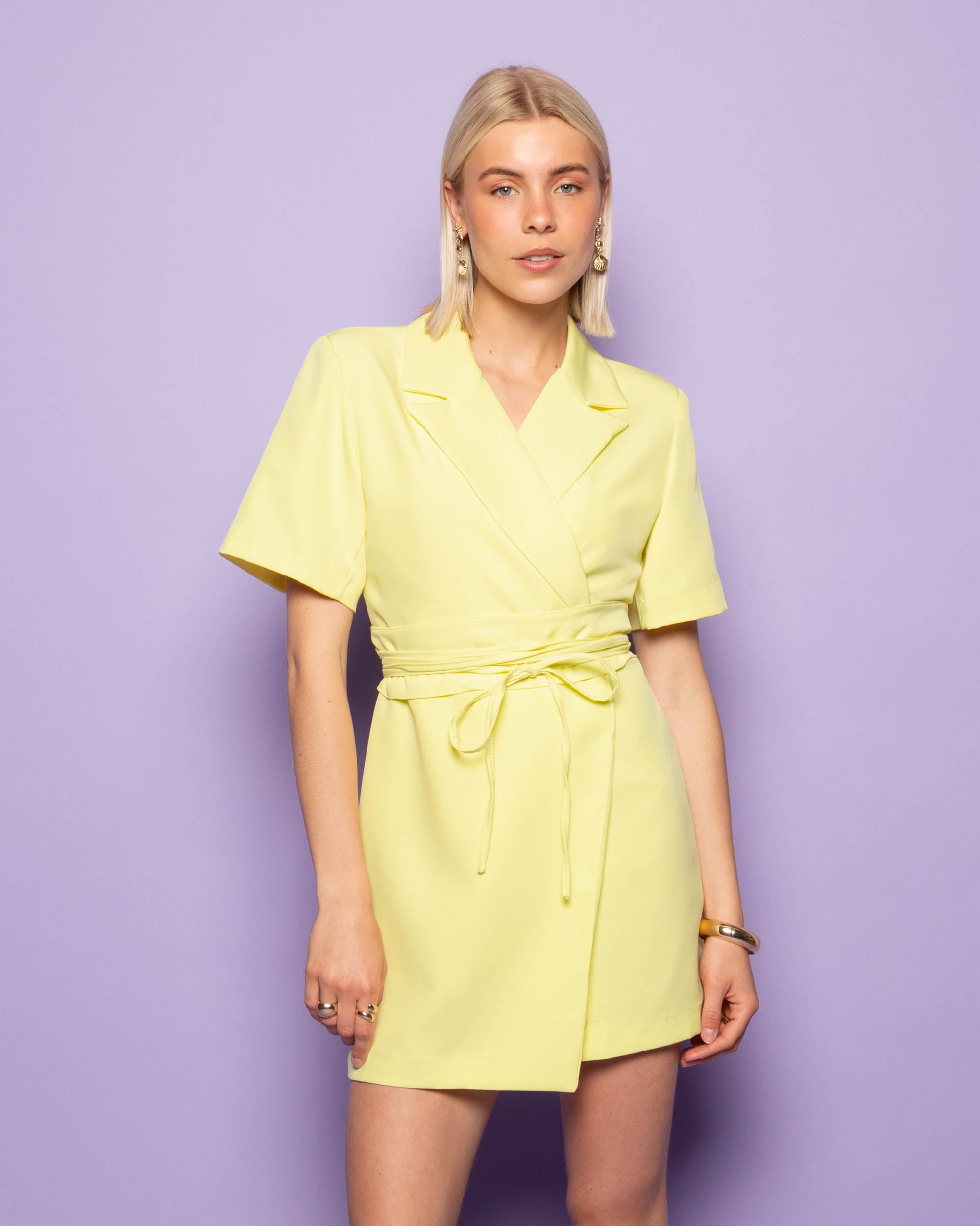 SADIE SHORT SLEEVE BLAZER DRESS YELLOW