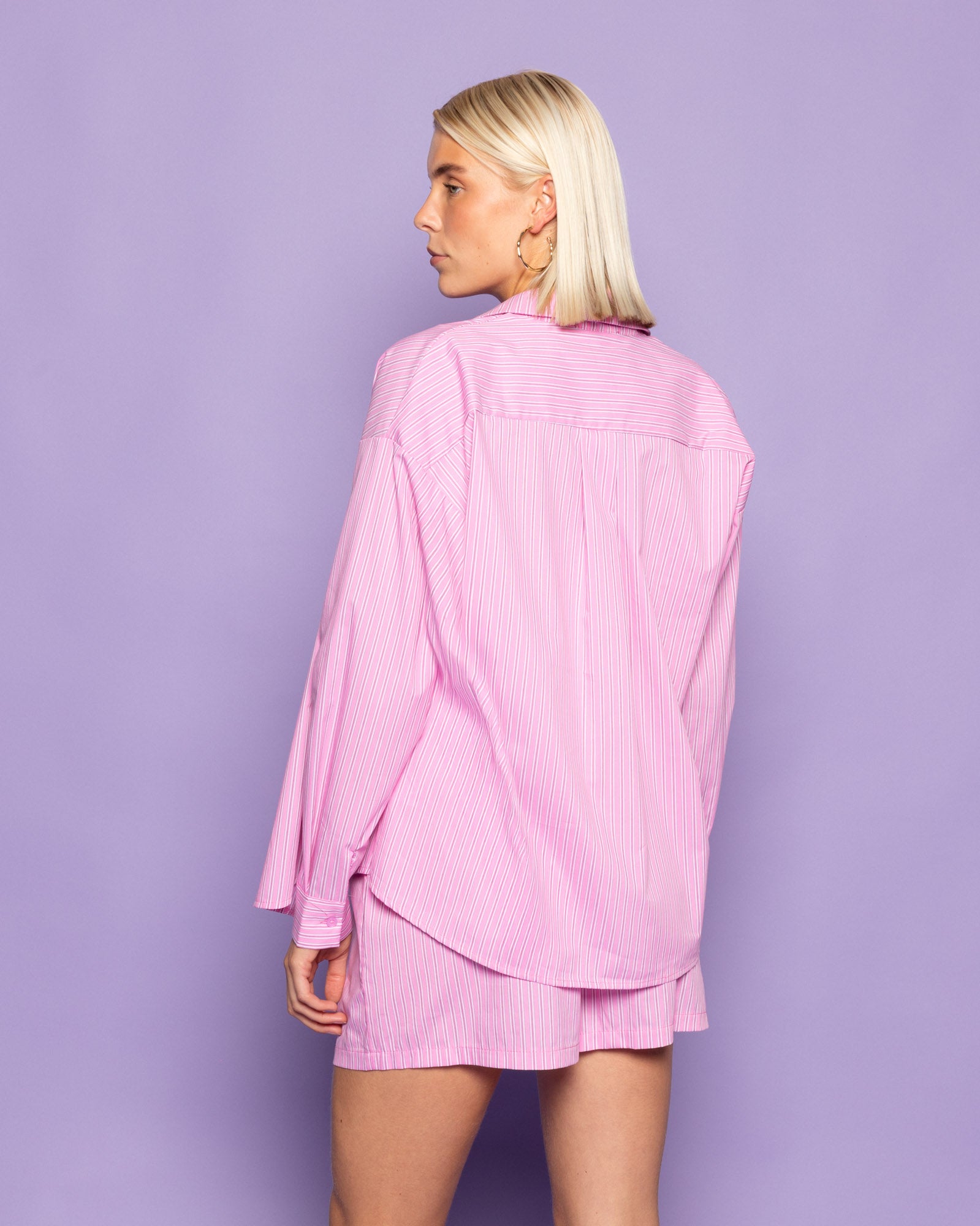 PUCK MULTI STRIPE OVERSIZED BLOUSE ROZE