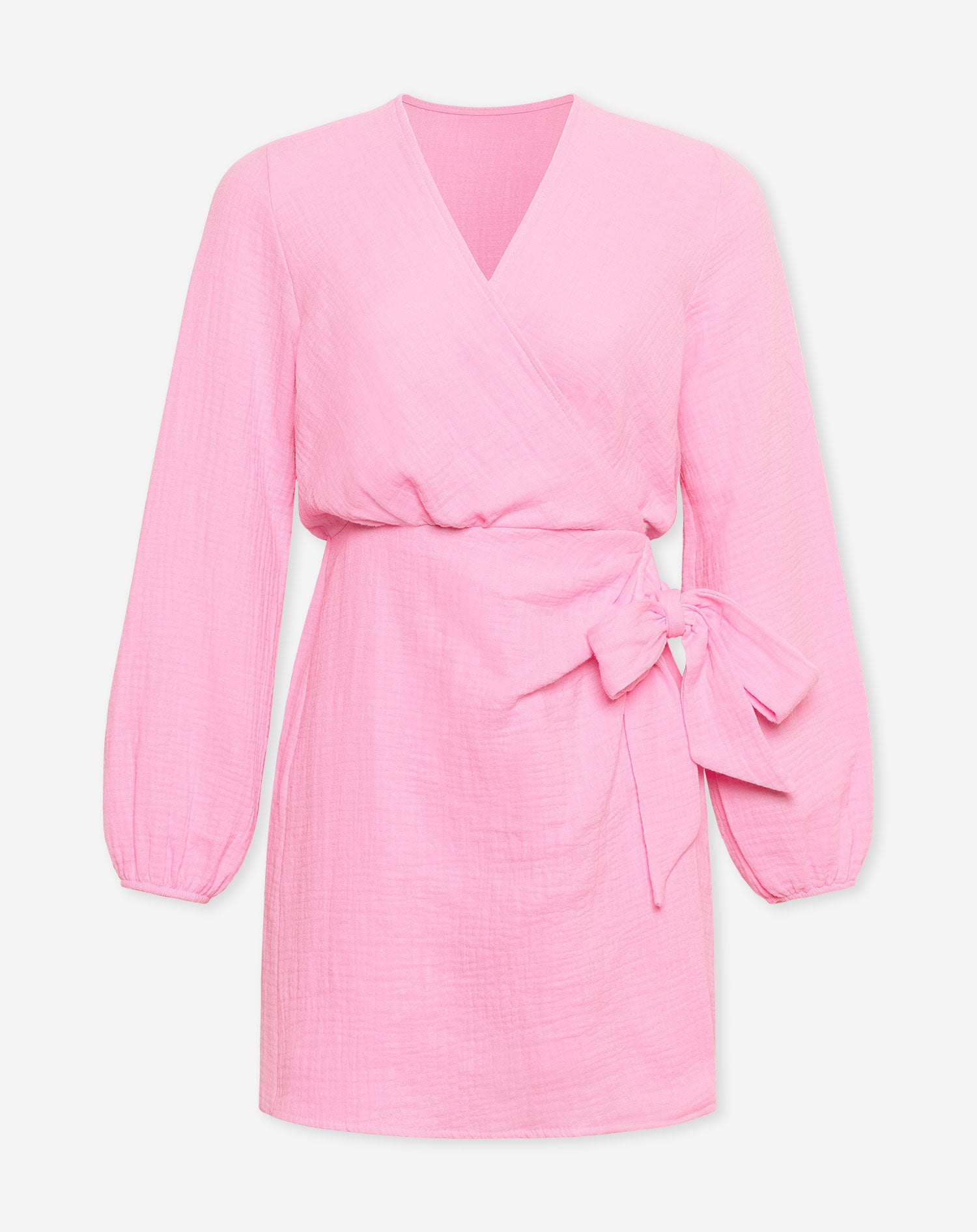 MOUSSELINE FAKE WRAP DRESS ROZE