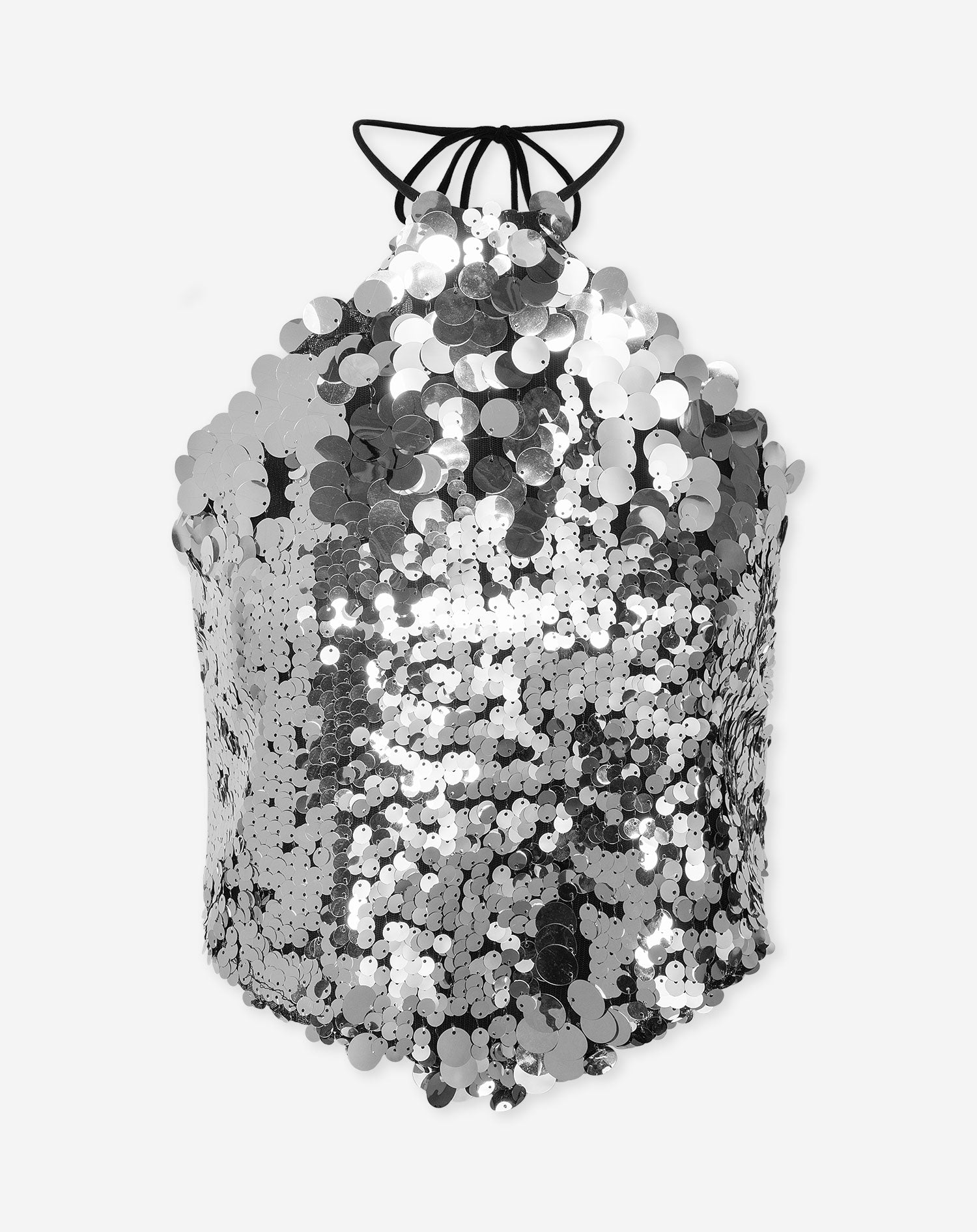 TRIANGLE STRAP HALTER TOP ZILVER