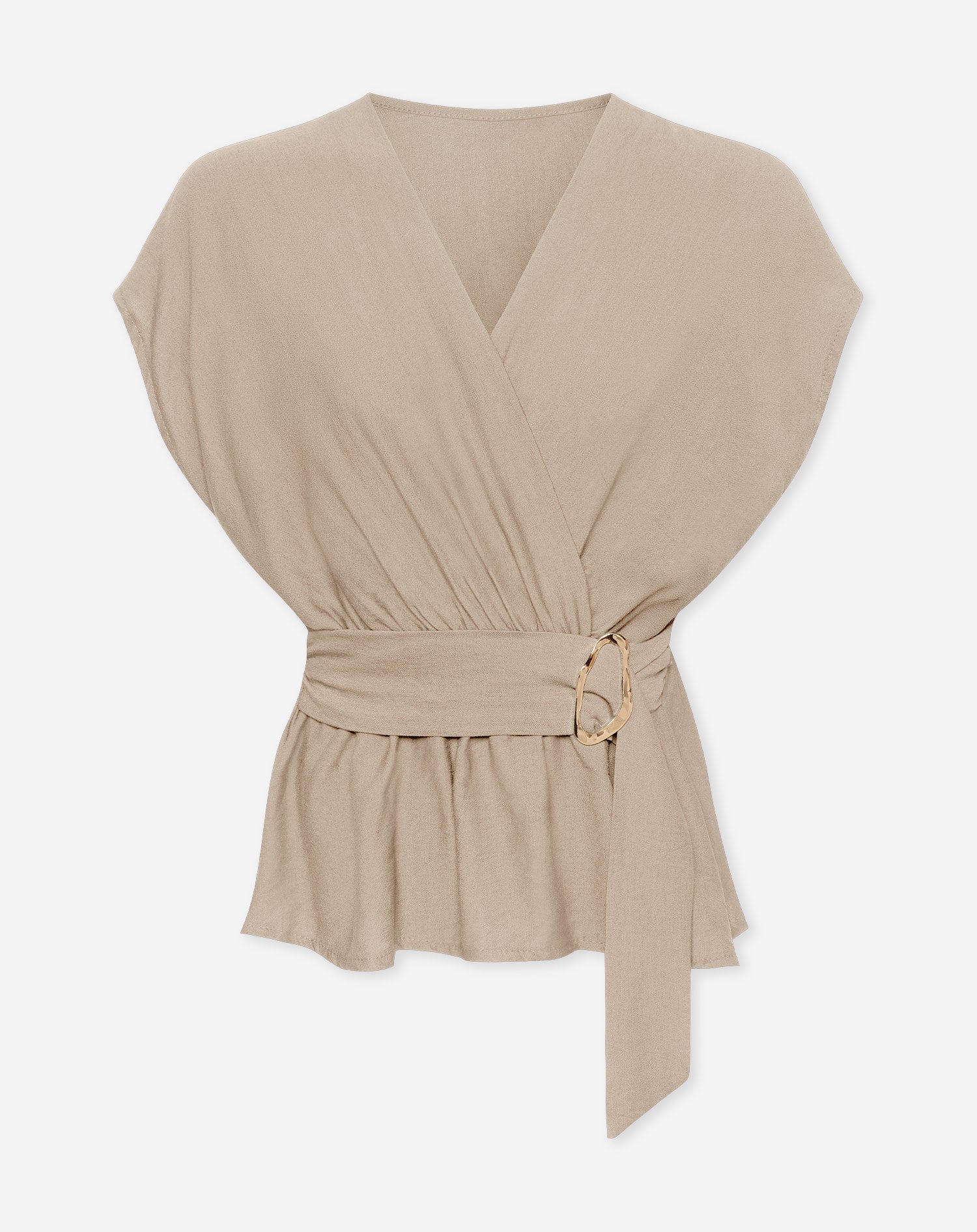 ZAYA VISCOSE BUCKLE TOP BEIGE