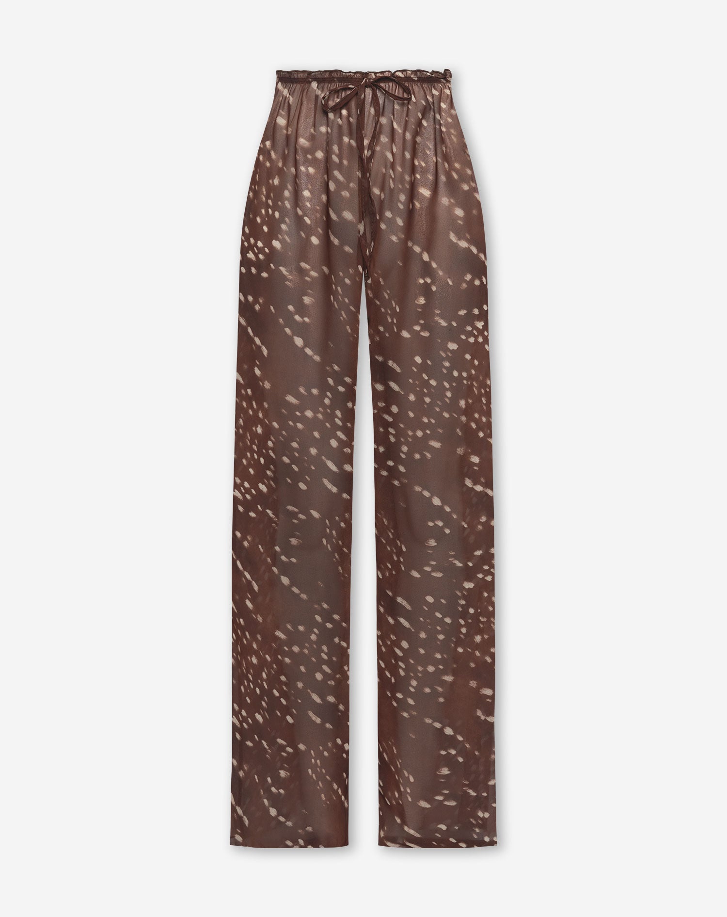 DEER PRINT CHIFFON STRAIGHT LEG PANTS BRUIN