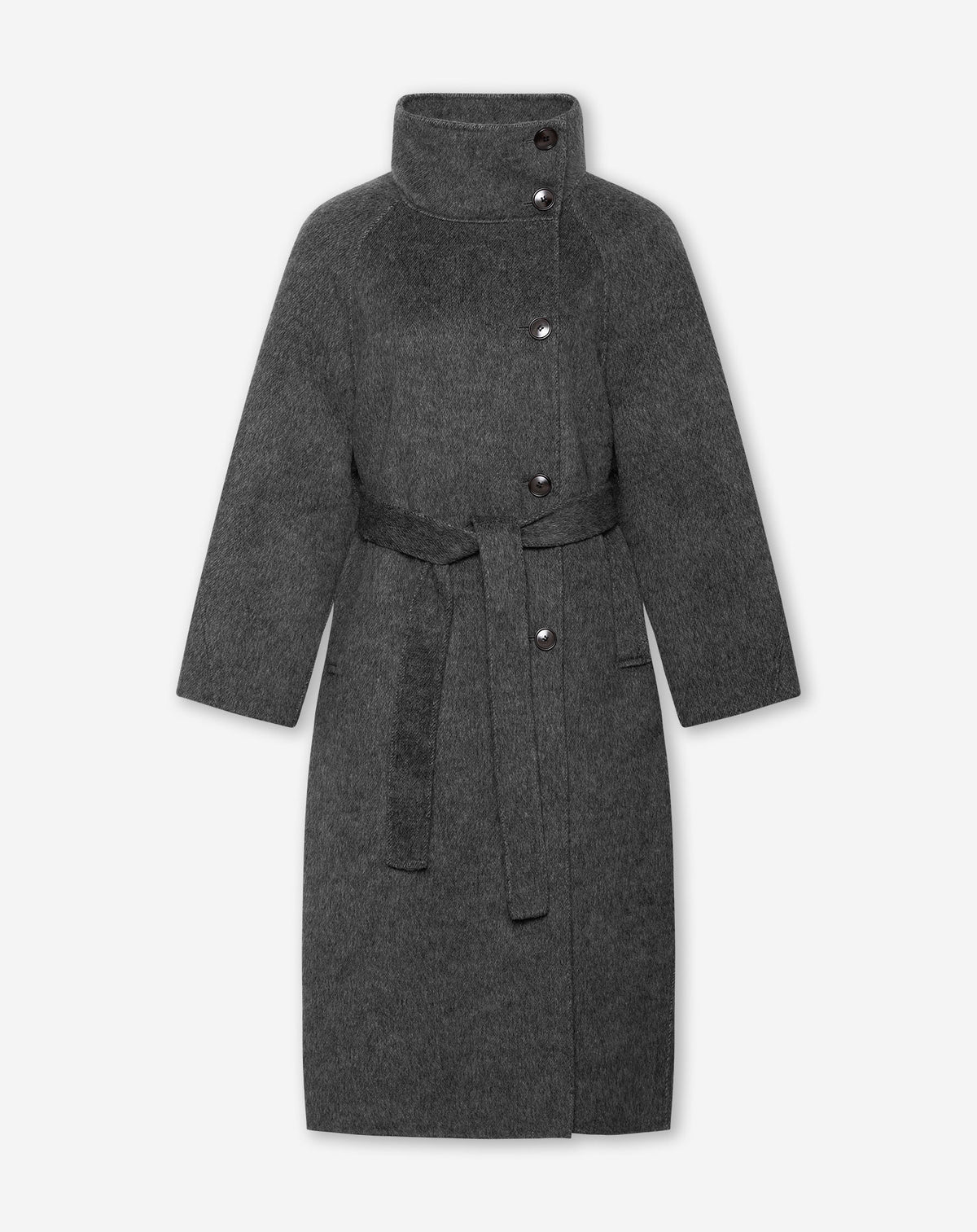 RODIN FUNNEL NECK WOOLEN COAT GRIJS