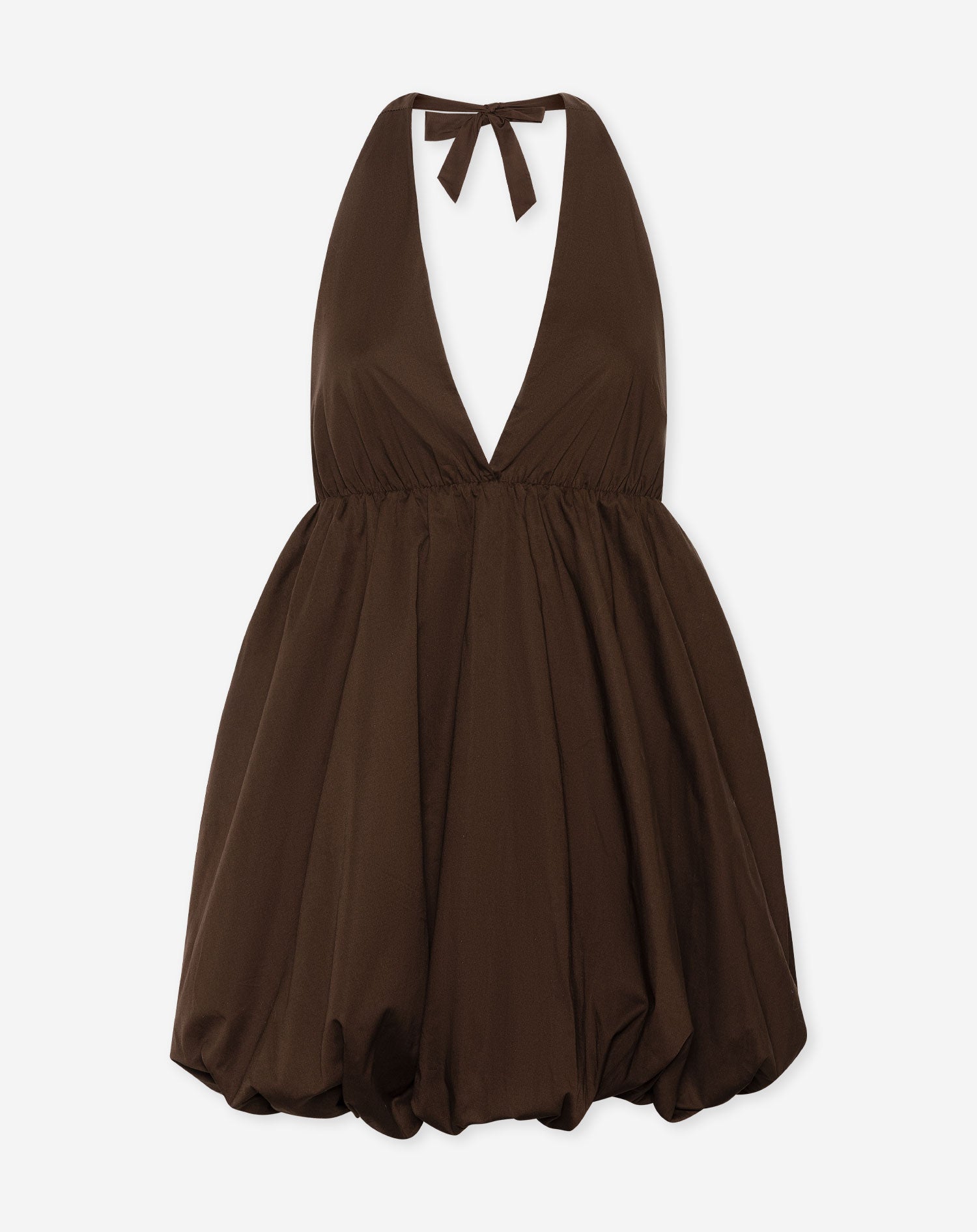 TYRA COTTON HALTER DRESS BRUIN