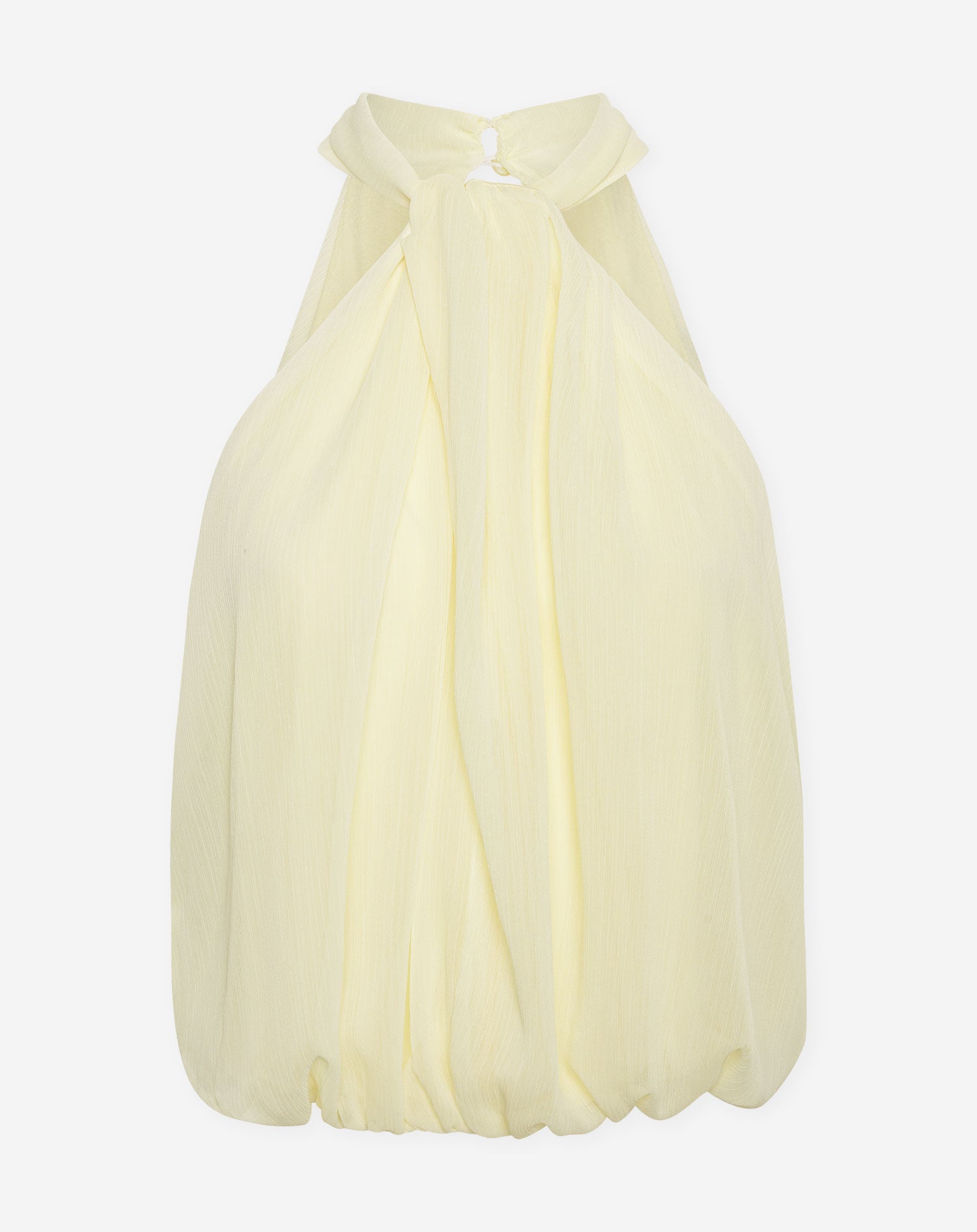 CHIFFON TWISTED HALTER TOP BUTTER YELLOW