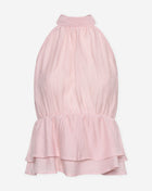 HALLY RUFFLE HALTER TOP ZACHT ROZE