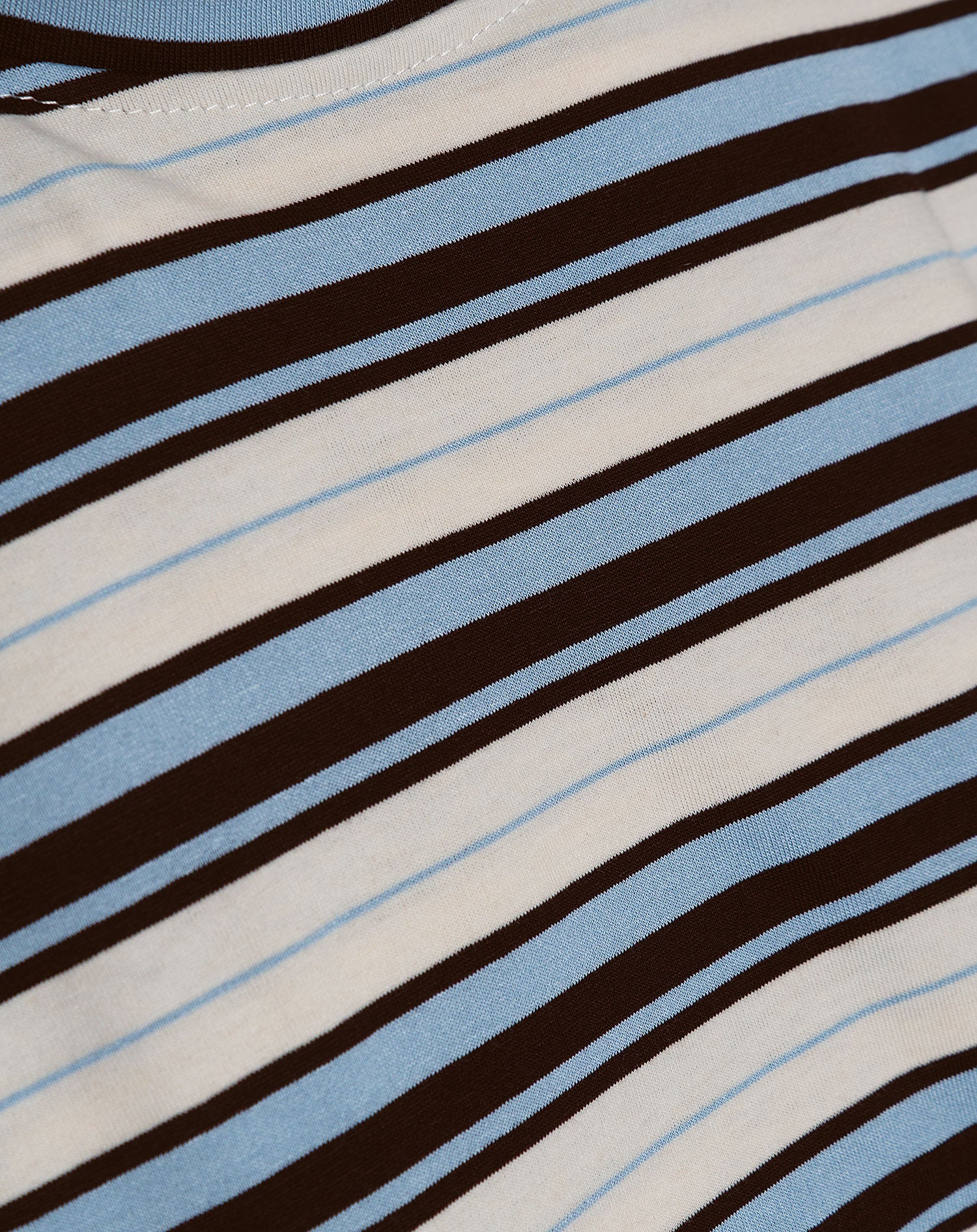 STRIPE PADDED SHOULDER BUBBLE HEM TEE BLAUW