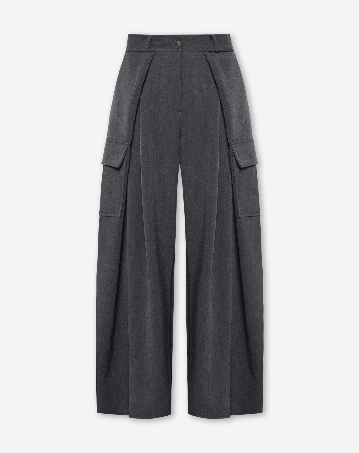PLEATED CARGO PANTS GREY
