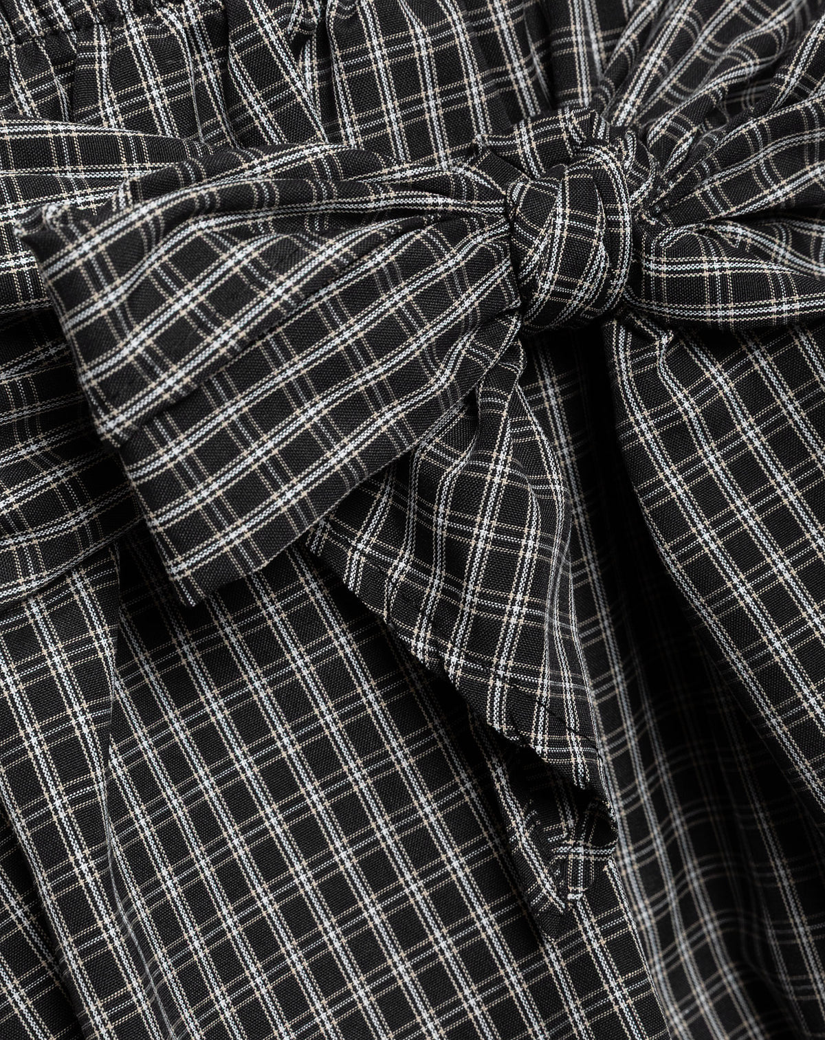 CHECK BUBBLE HEM BOW SKIRT ZWART