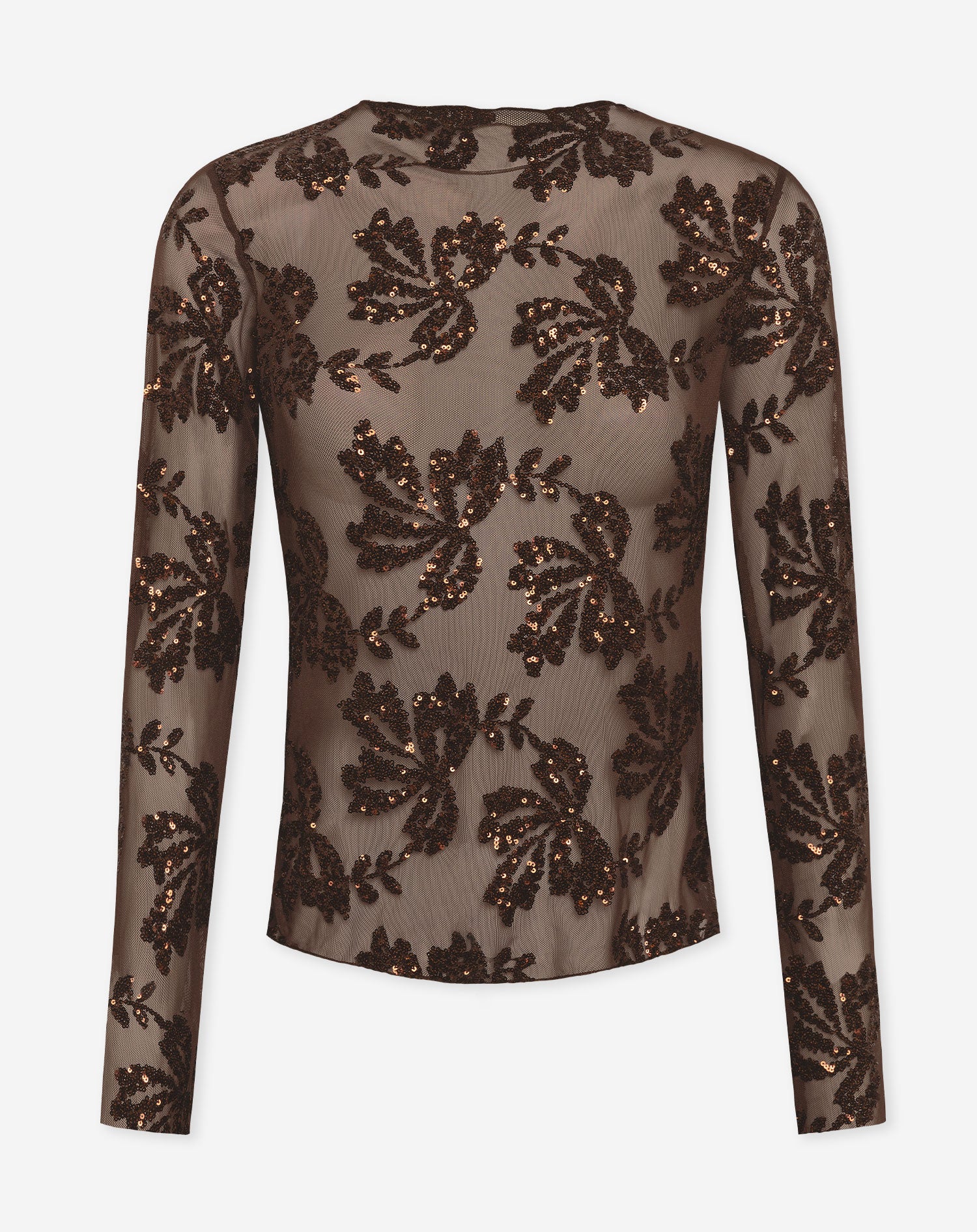 SEQUINS LEAF TOP BRUIN