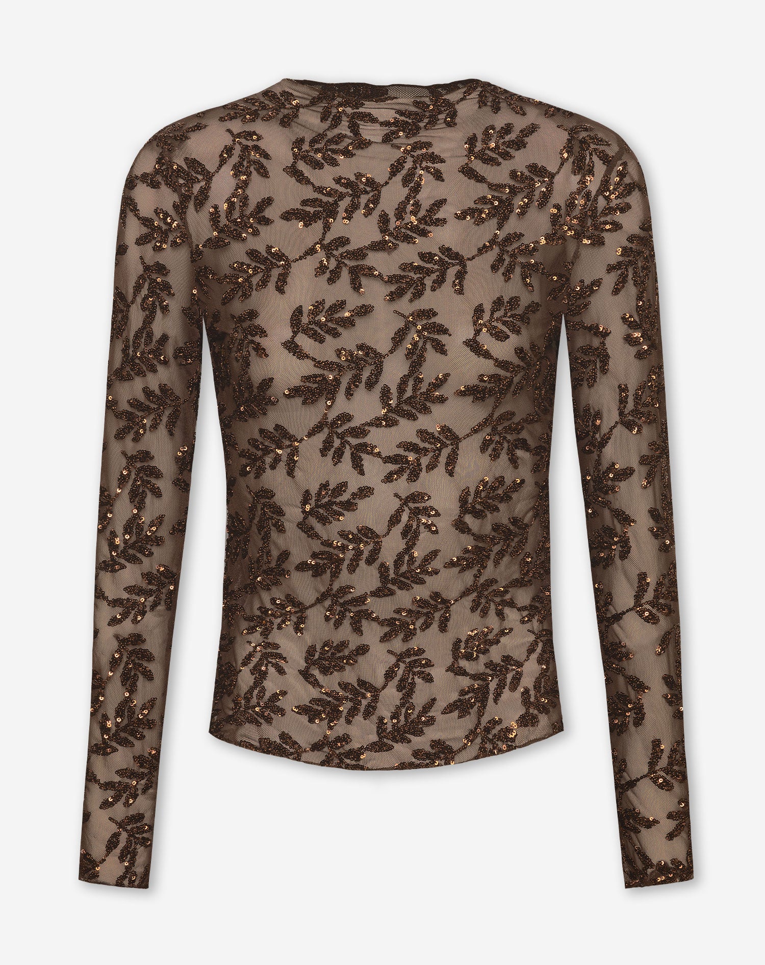 SEQUINS SMALL LEAF TOP BROWN