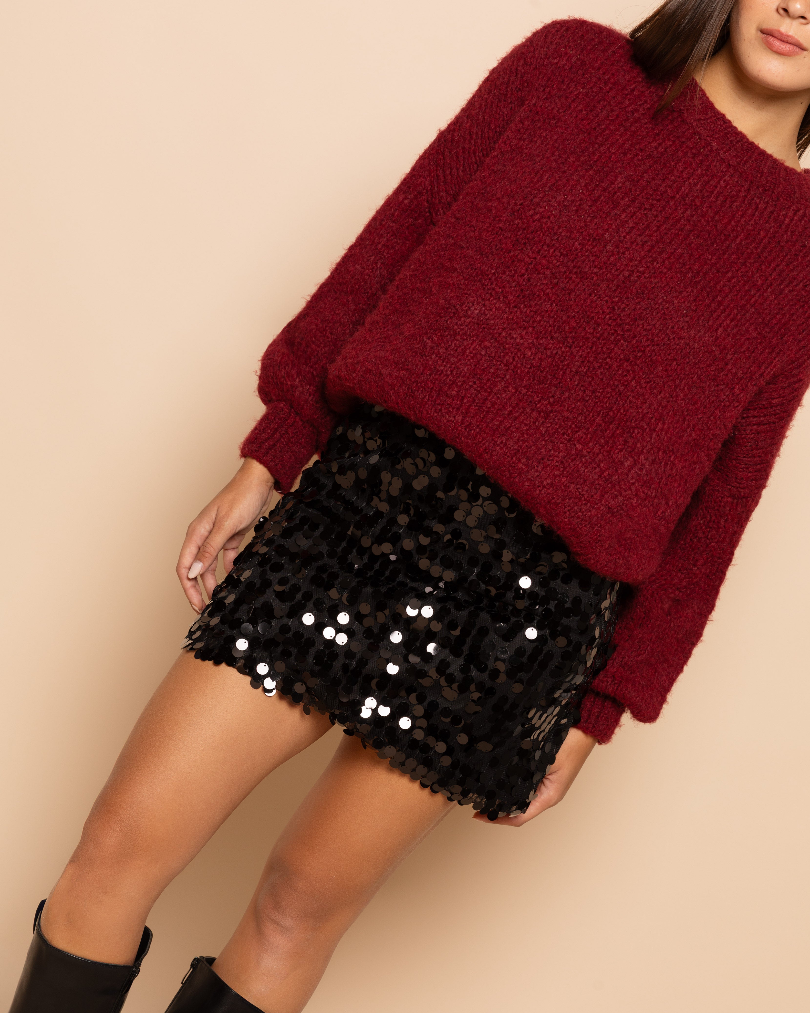 BIG SEQUIN SKIRT ZWART