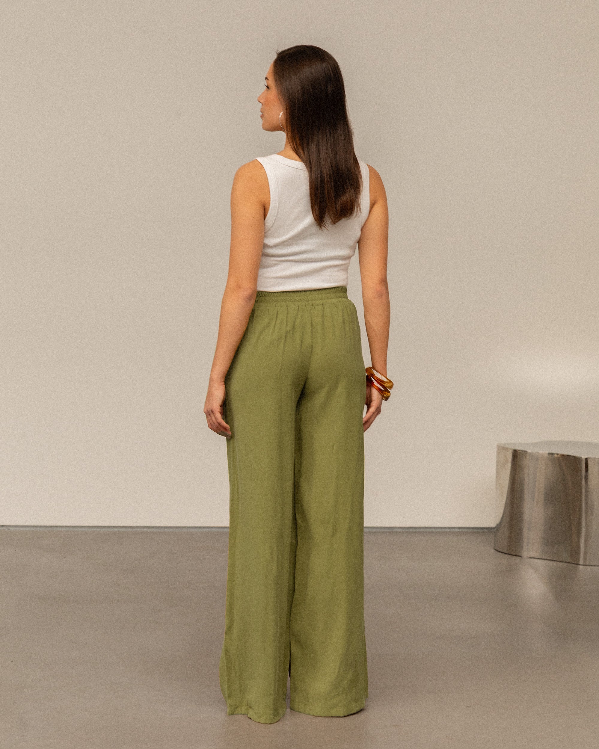 EMMY STRAIGHT LEG PANTS OLIJFGROEN