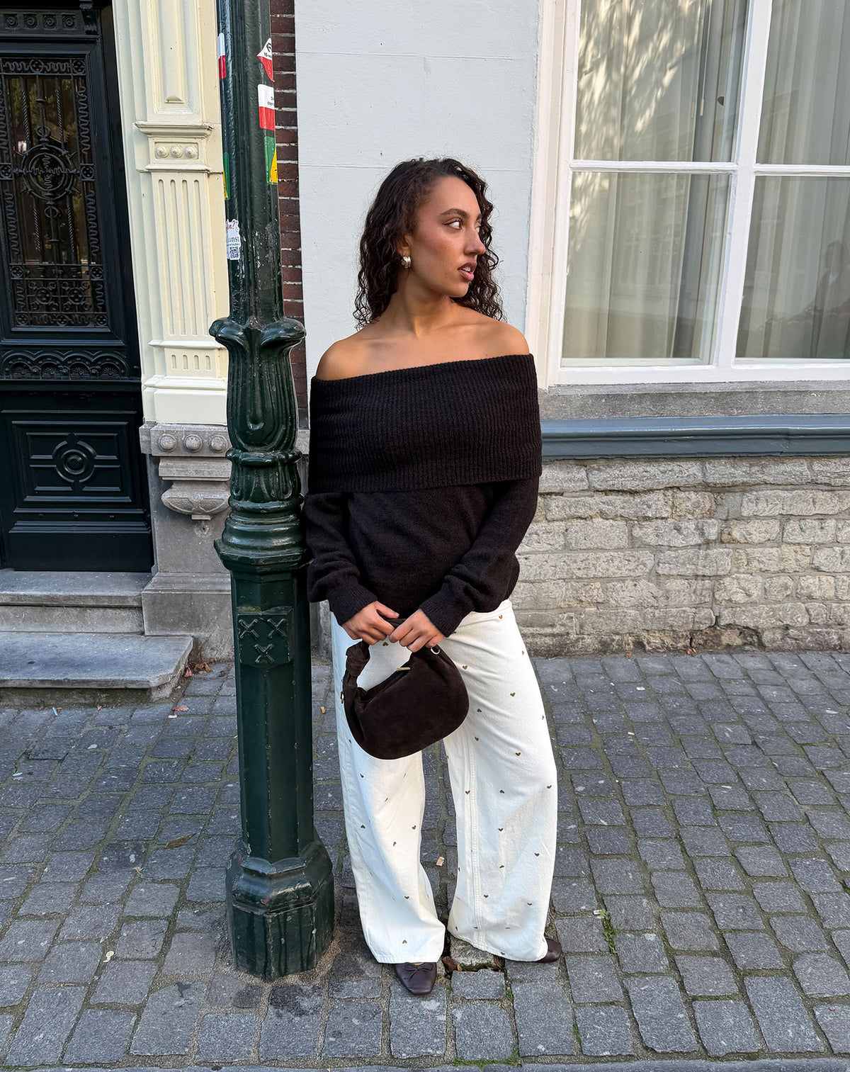 CINTA OFF SHOULDER KNIT BROWN