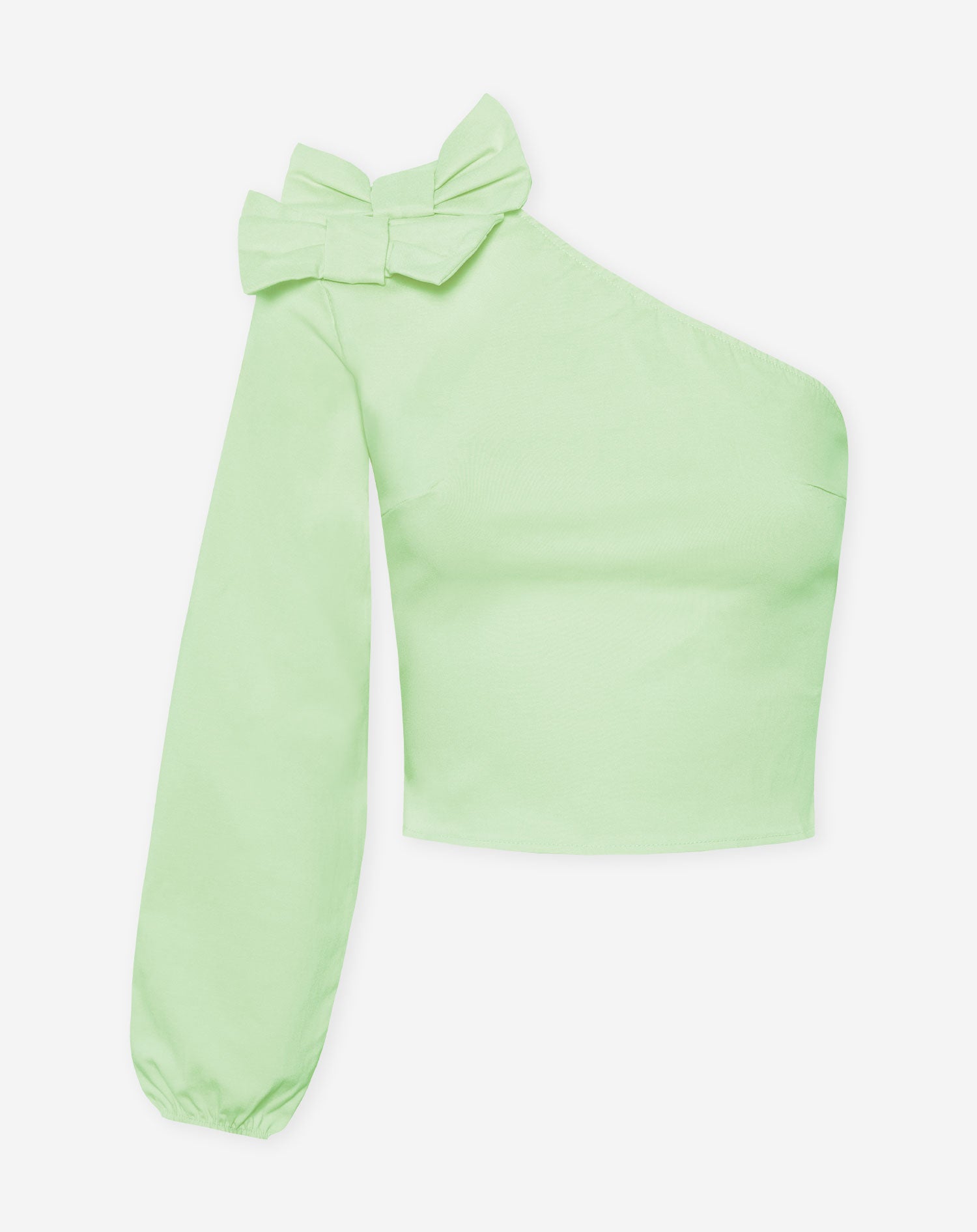 ONE SLEEVE BOWS TOP PISTACHE