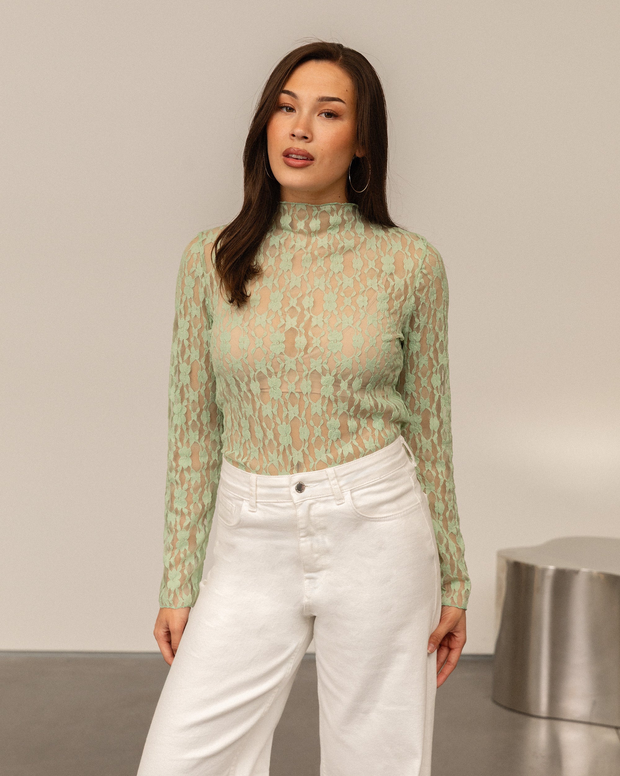 BIBI LACE TOP LICHTGROEN
