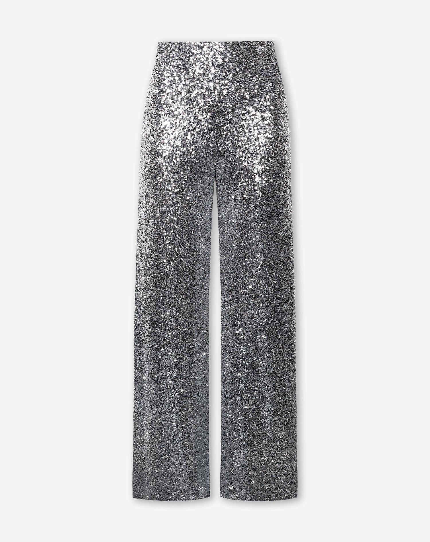 SEQUINS STRAIGHT LEG PANTALON PETITE SILVER
