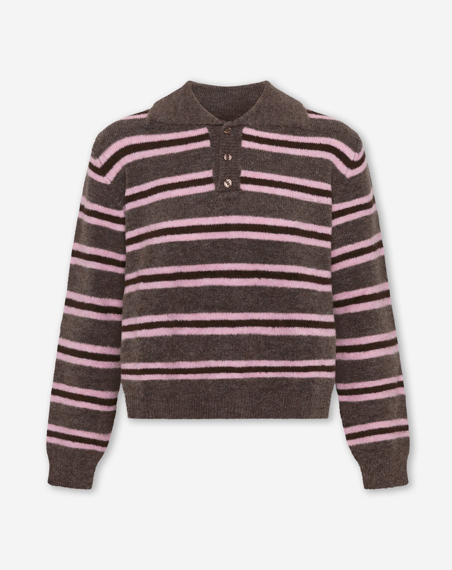 STRIPE KNITTED POLO ROZE