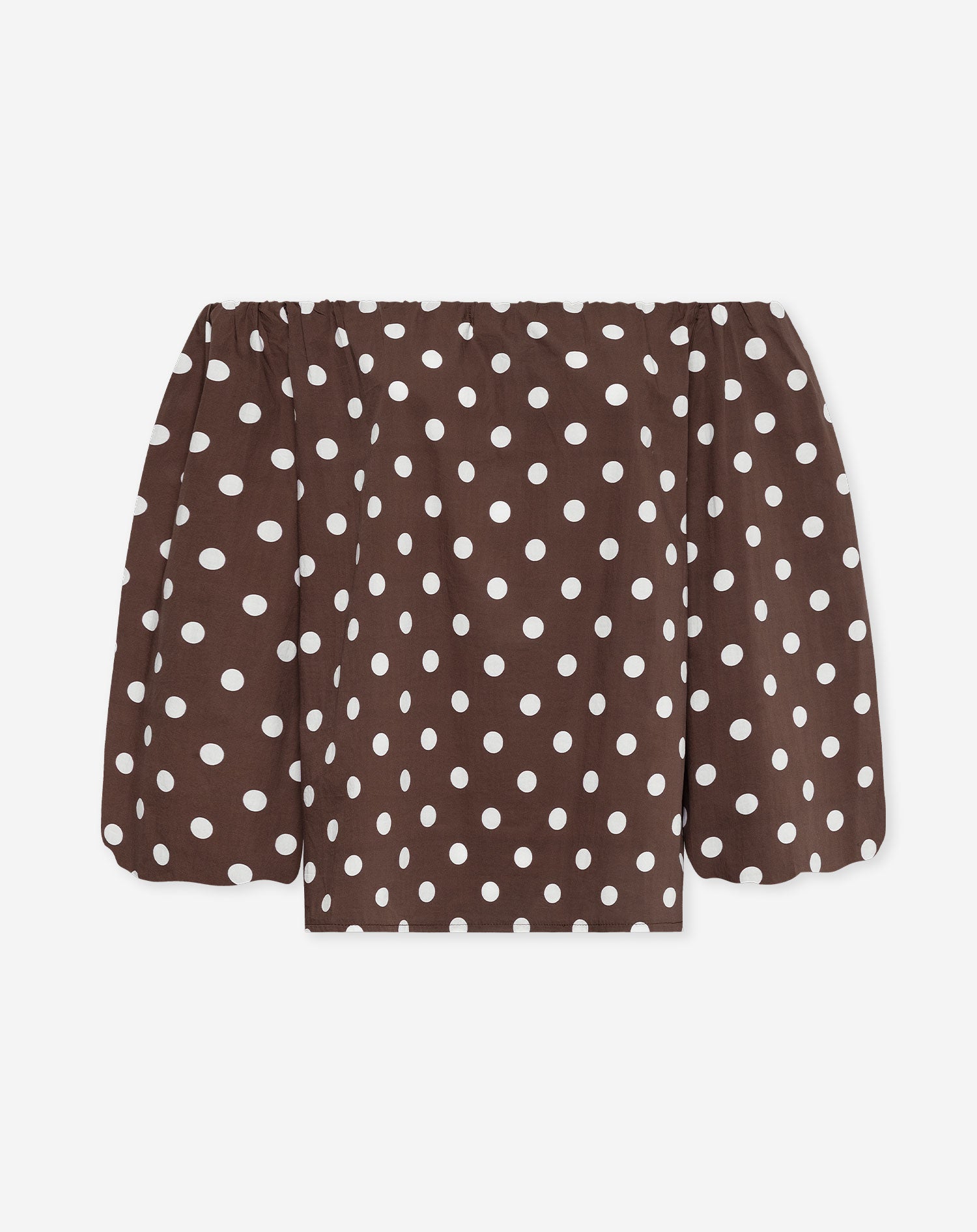 DOT OFF SHOULDER PUFF SLEEVE TOP BRUIN