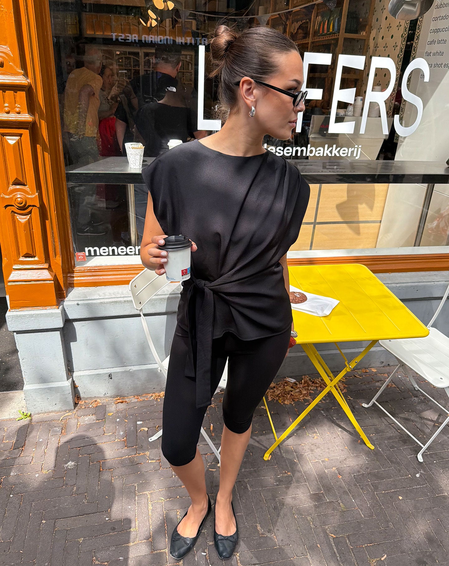 YAEL KNOT TOP ZWART