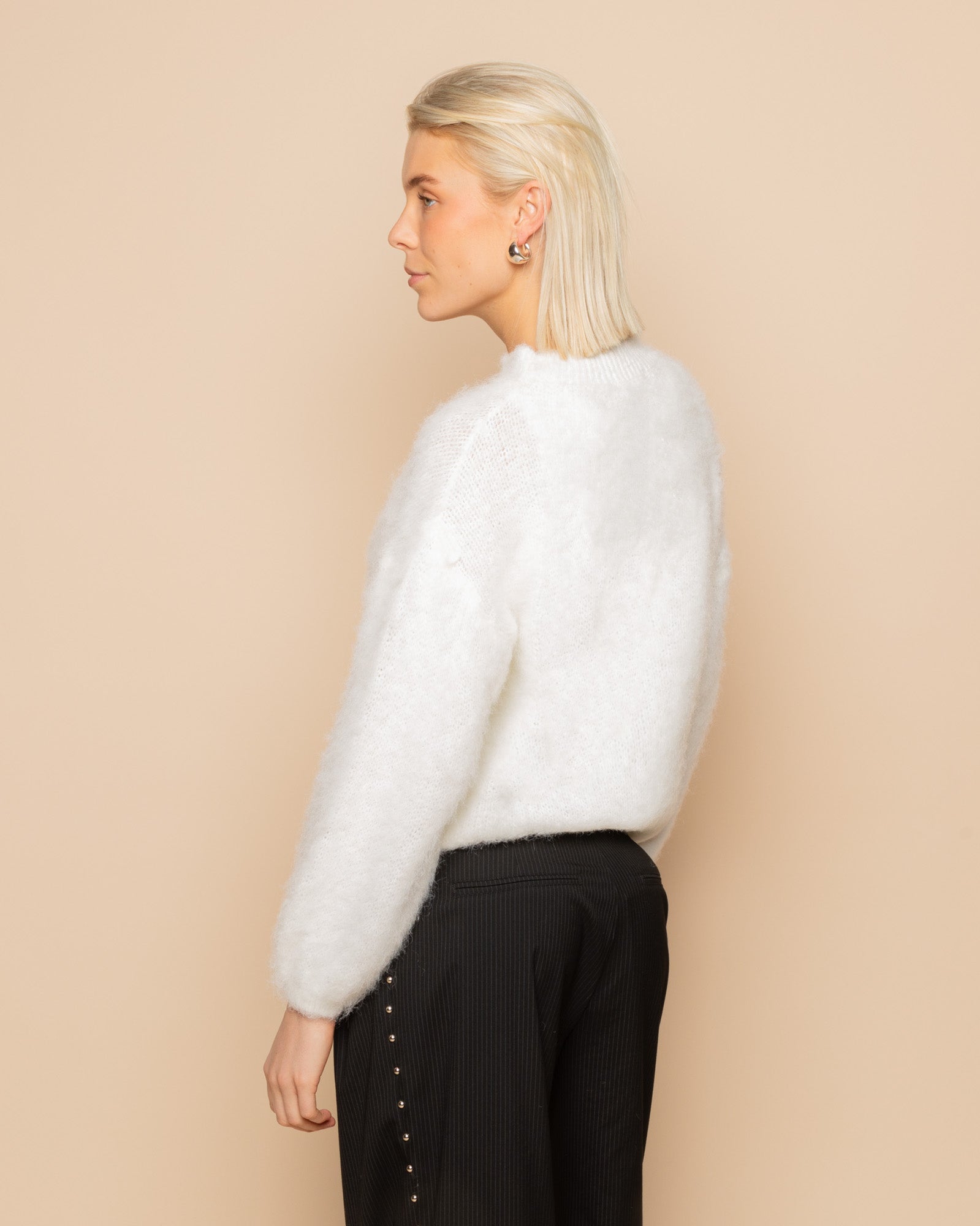 BRUSHED MOHAIR KNIT CRÈME