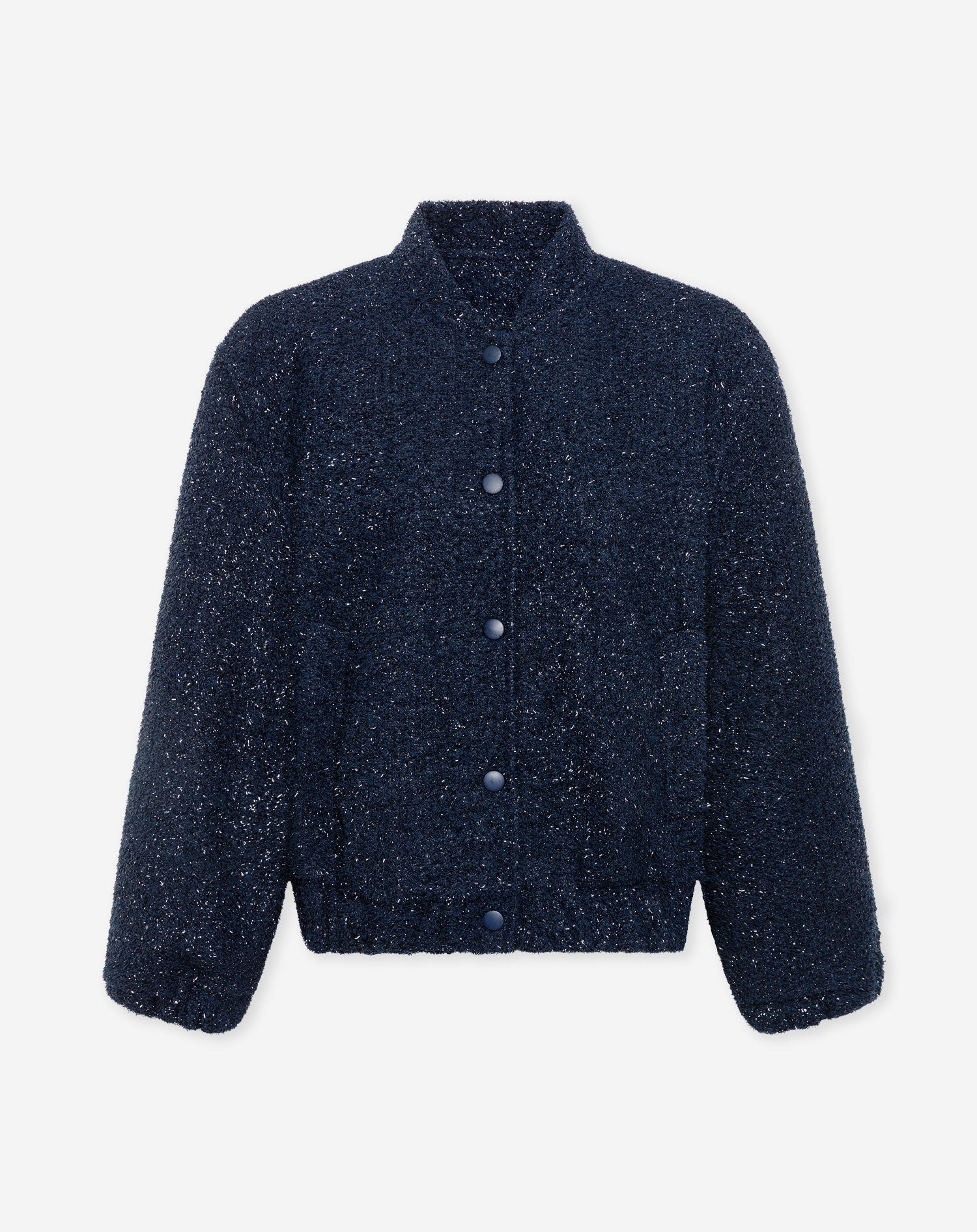GLITTER BOUCLE JACKET MARINEBLAUW