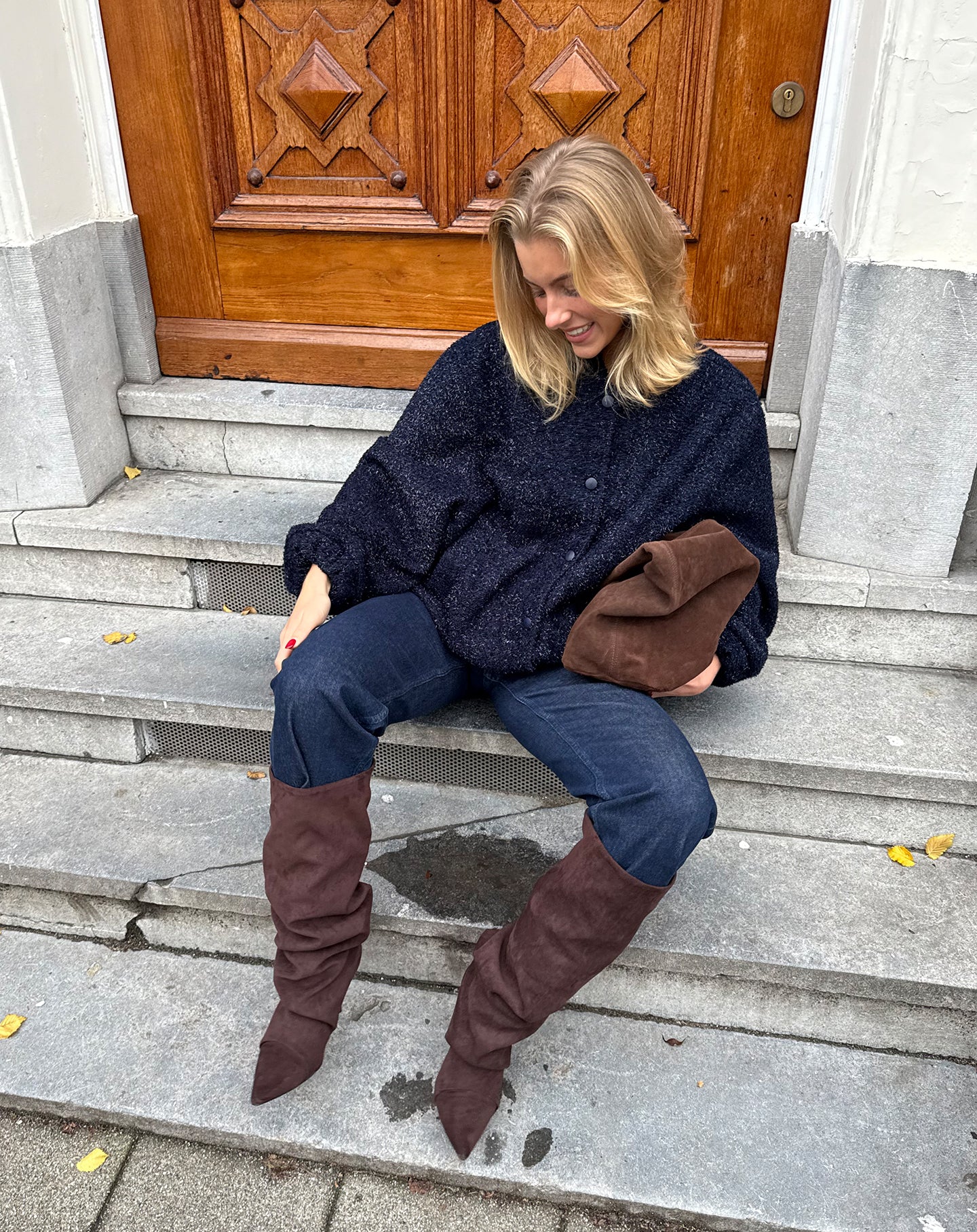 GLITTER BOUCLE JACKET NAVY