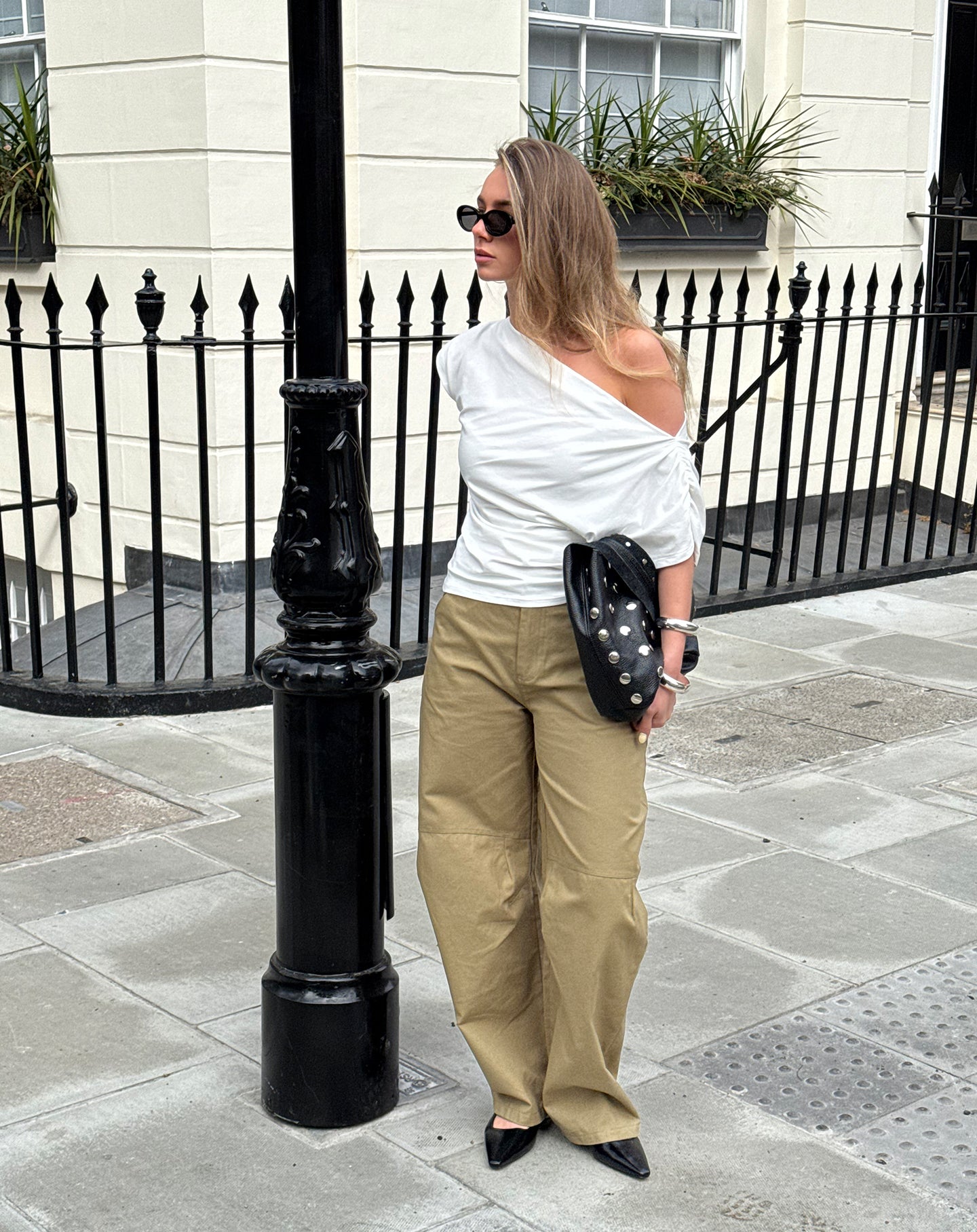 BARREL LEG PANTS TALL OLIJFGROEN