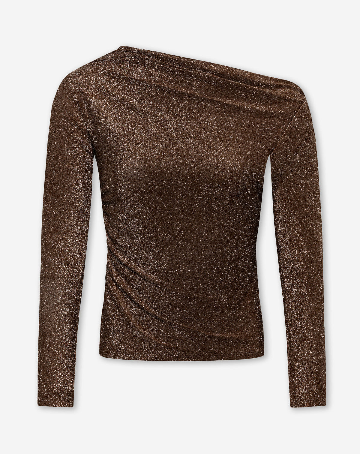 GLITTER ONE SHOULDER TOP BROWN