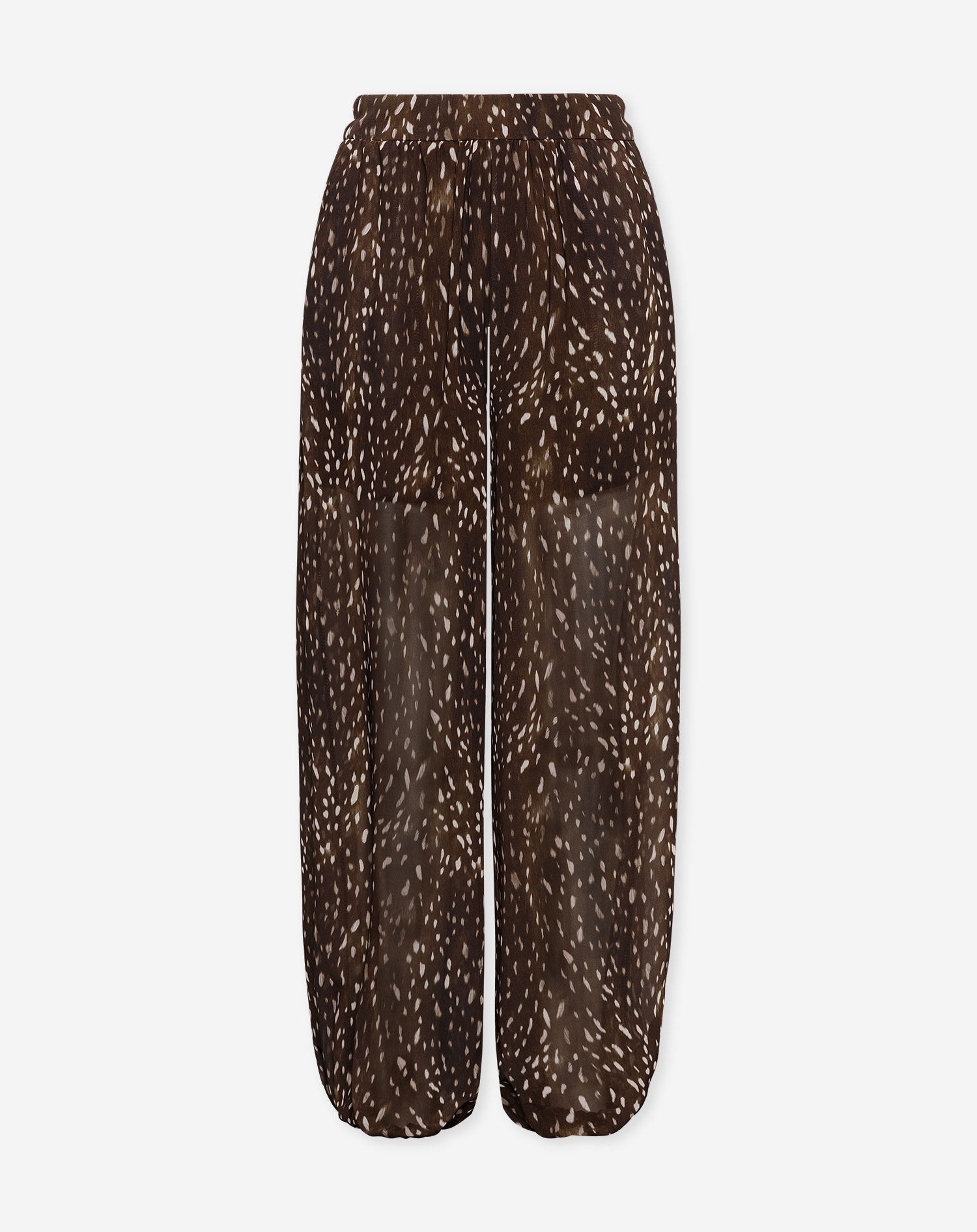 DEER PRINT CHIFFON BALLOON PANTS DONKERBRUIN