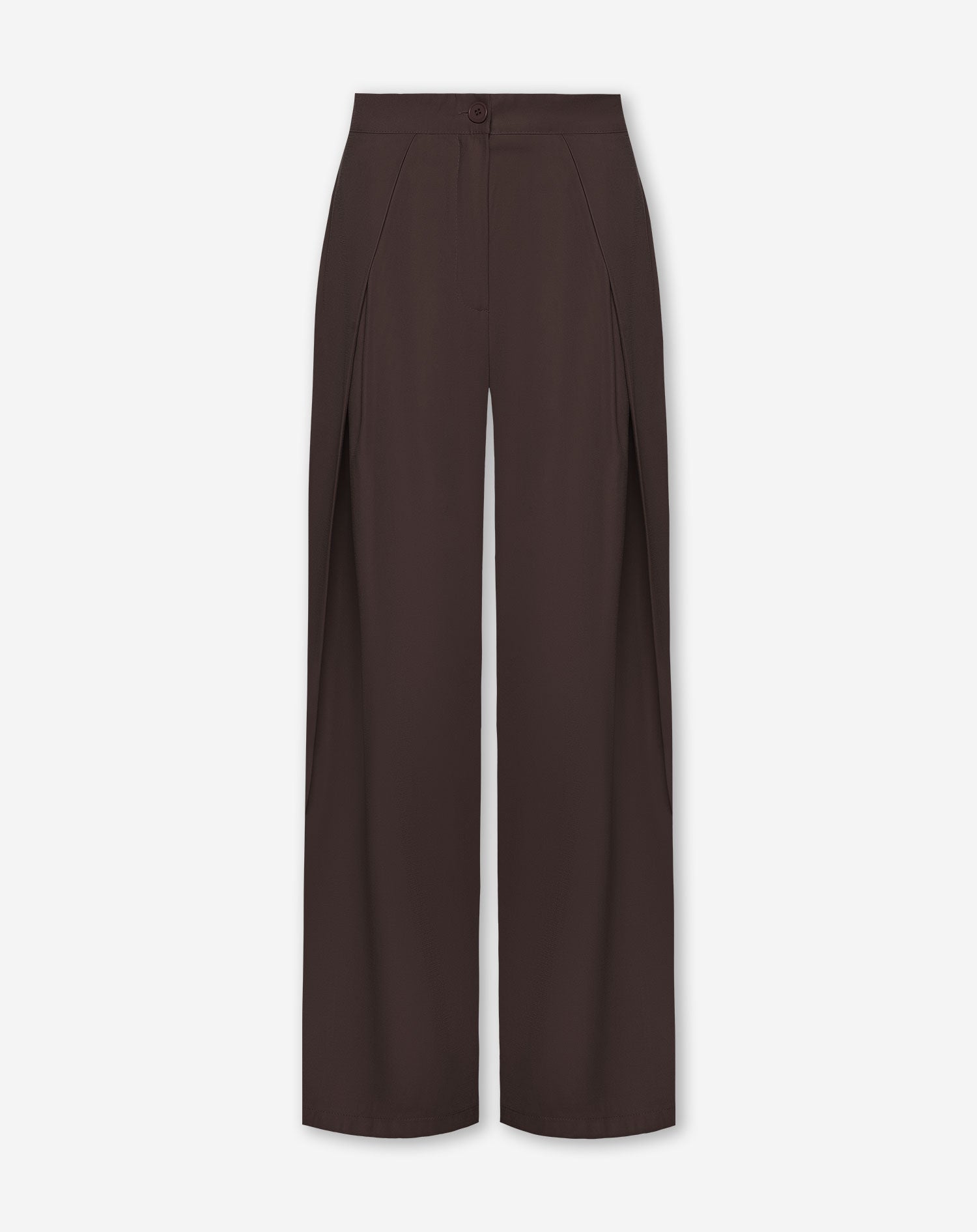 SHELLY VISCOSE PLEAT PANTALON DONKERBRUIN