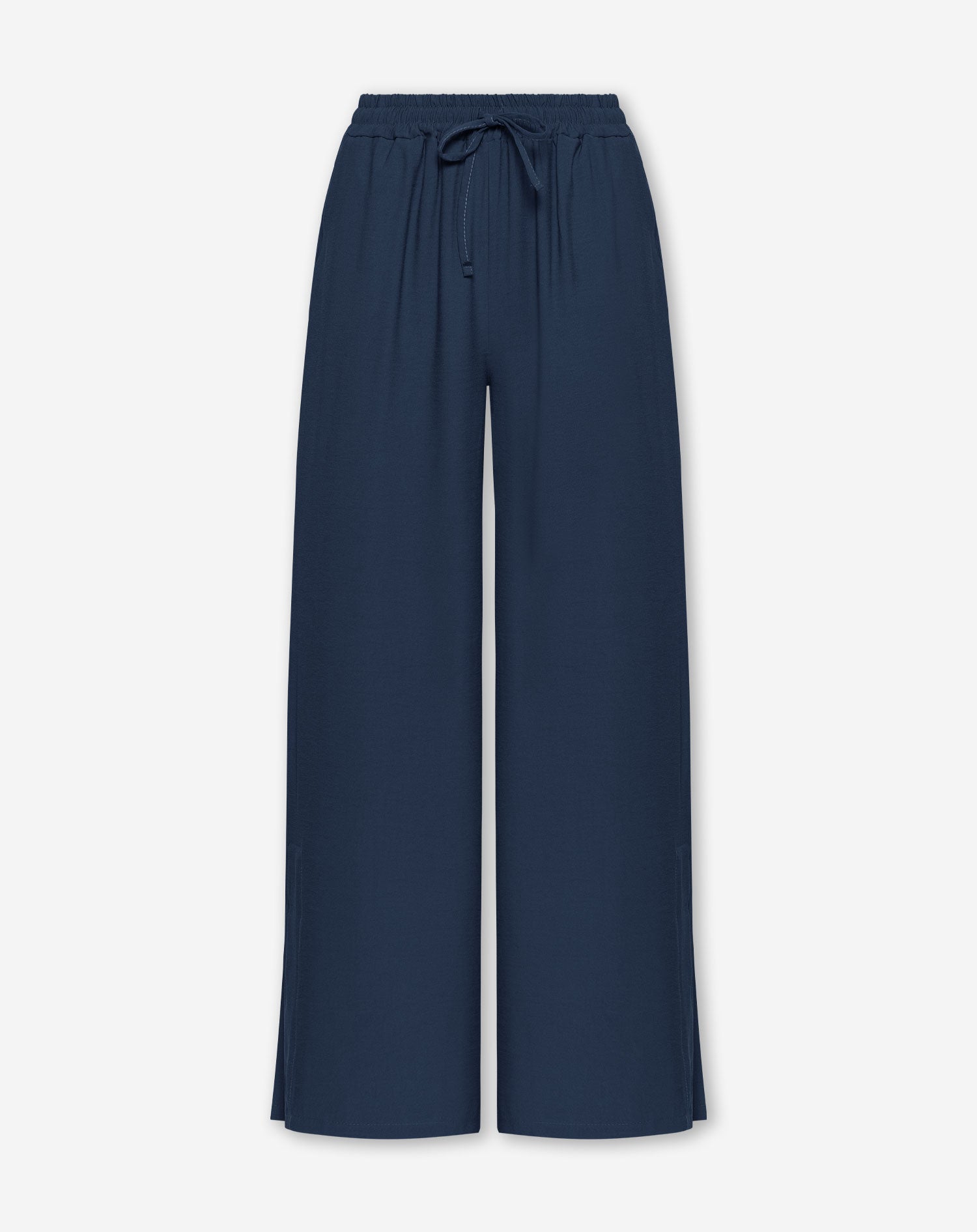 DAVINA VISCOSE SLIT PANTS MARINEBLAUW