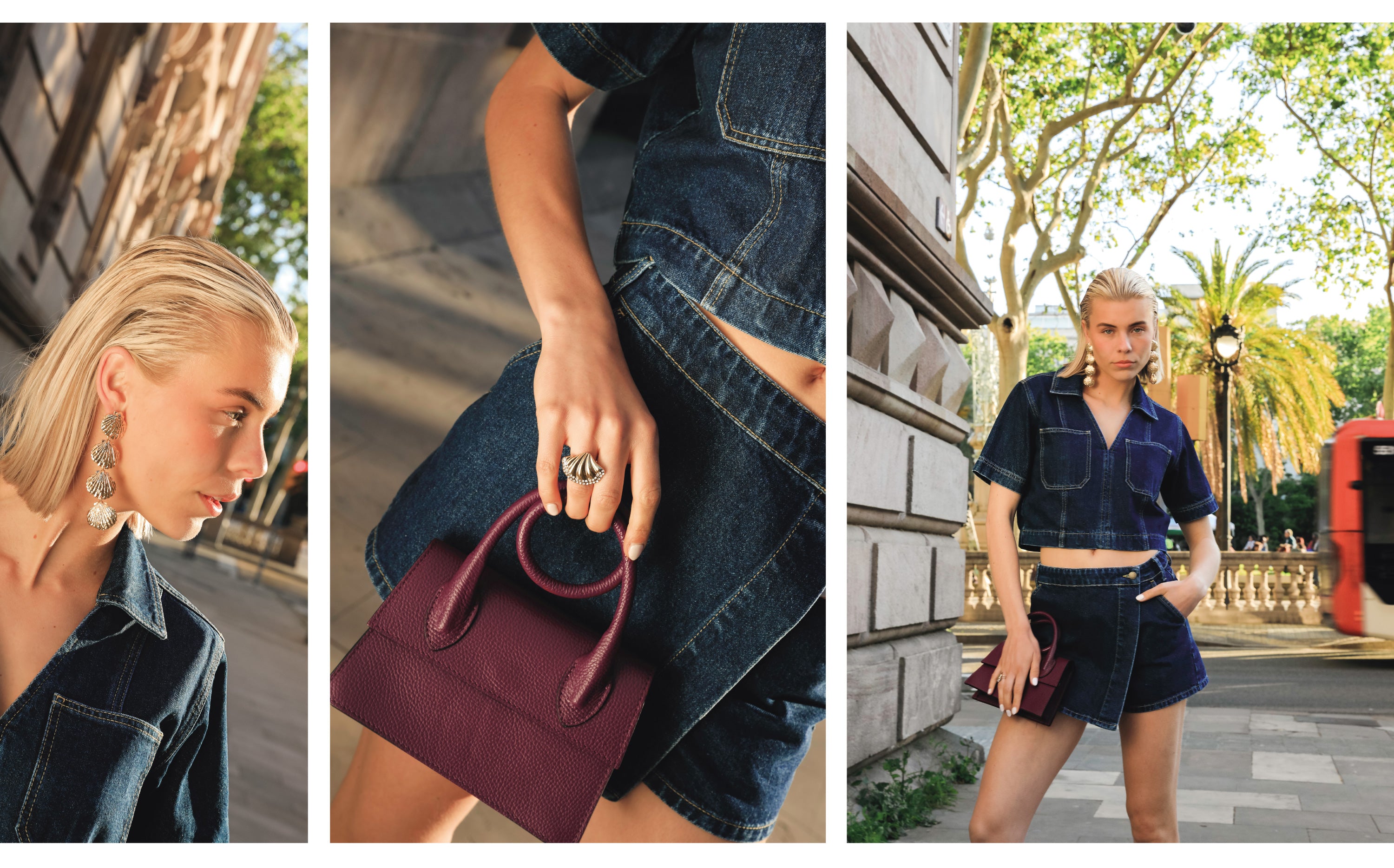 Most Wanted Viva la Barcelona zomercampagne – Model in denim co-ord set