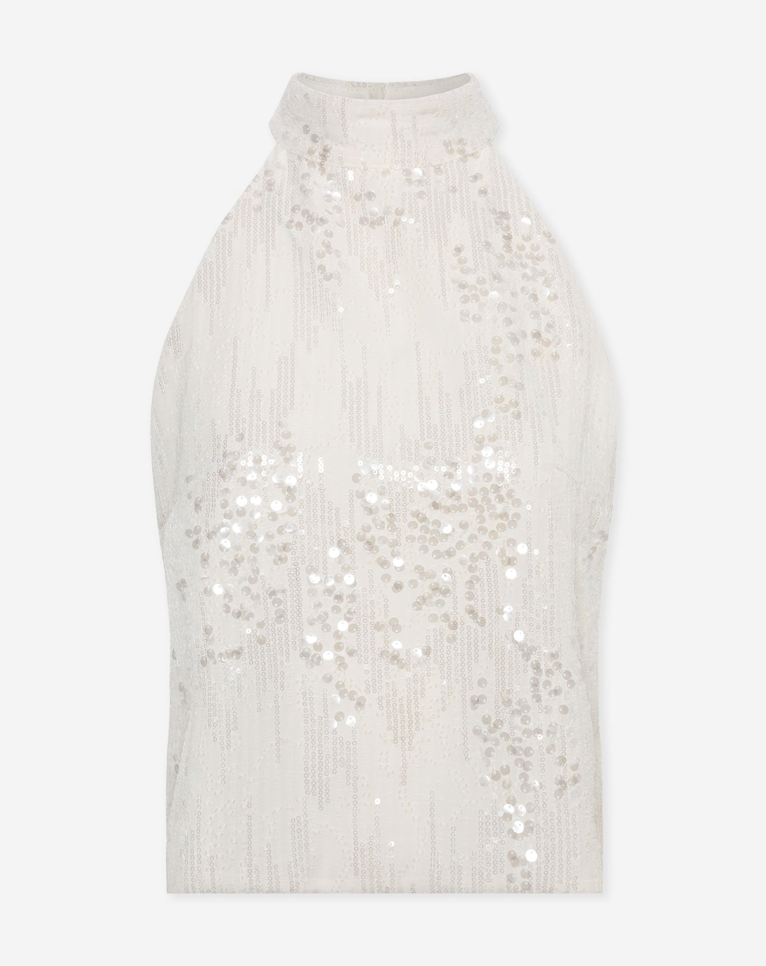 SEQUINS HALTER TOP CRÈME