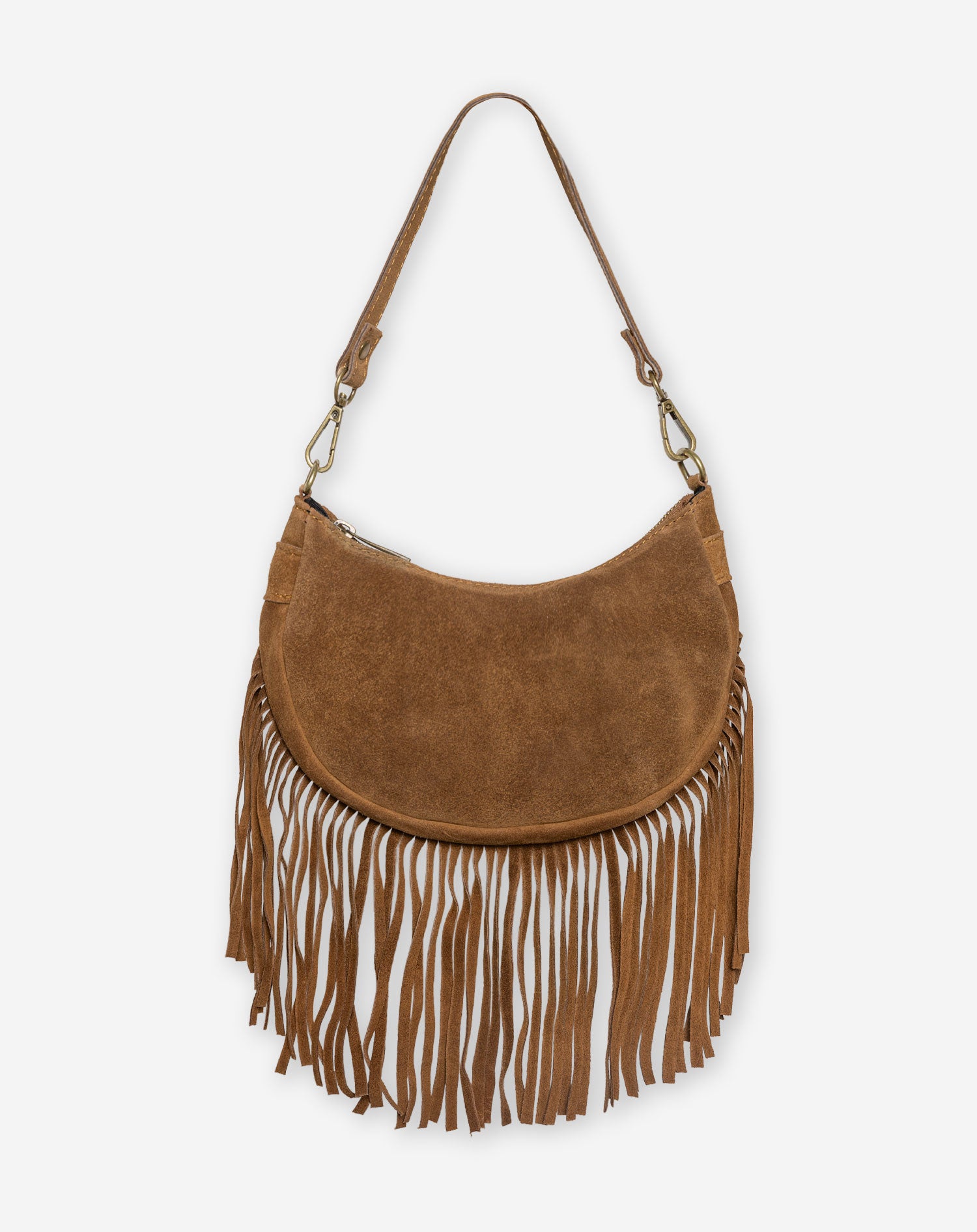 NAOMY FRINGE SUEDE BAG CAMEL