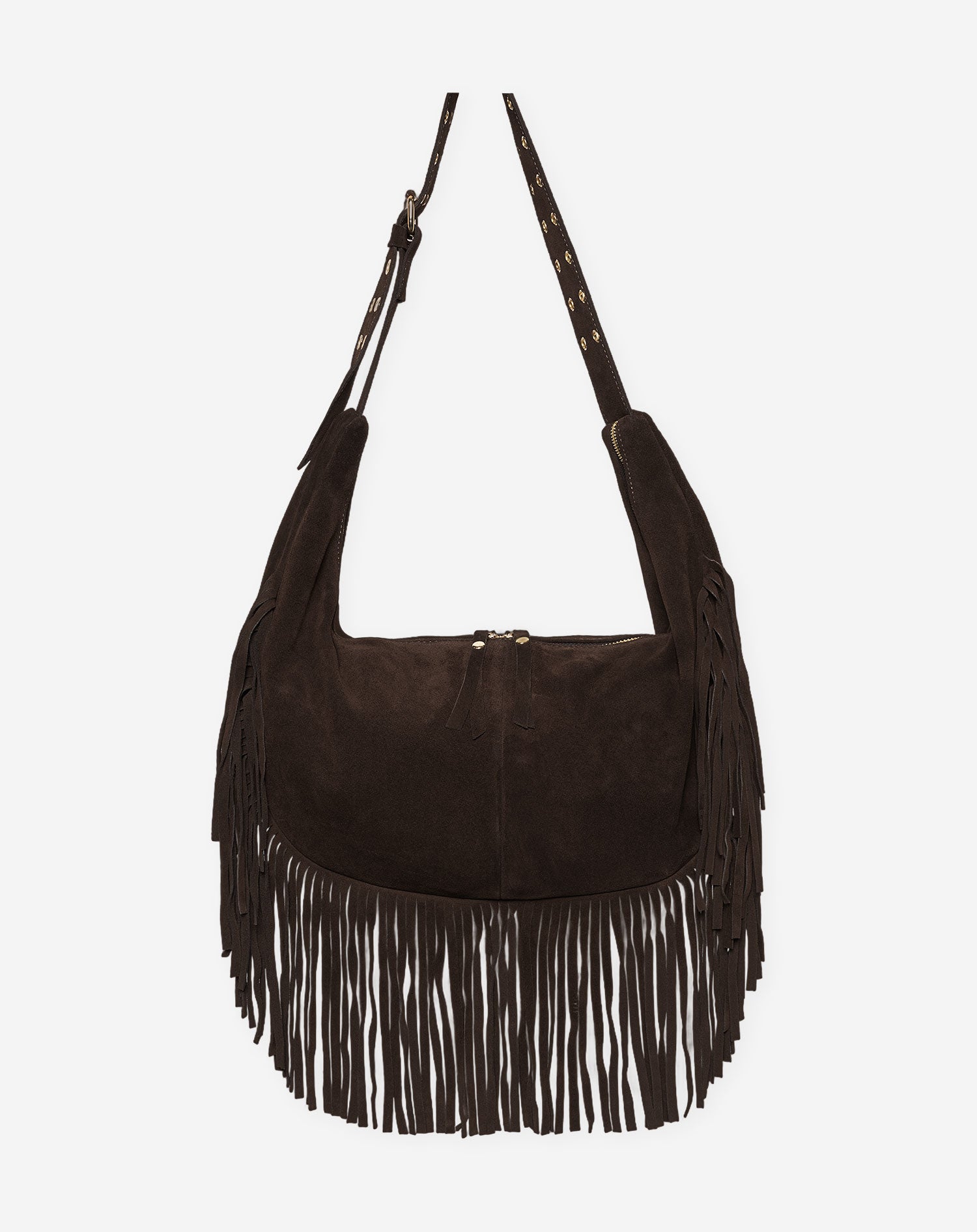 LIVIA FRINGE SUEDE BAG CHOCOLATE BROWN