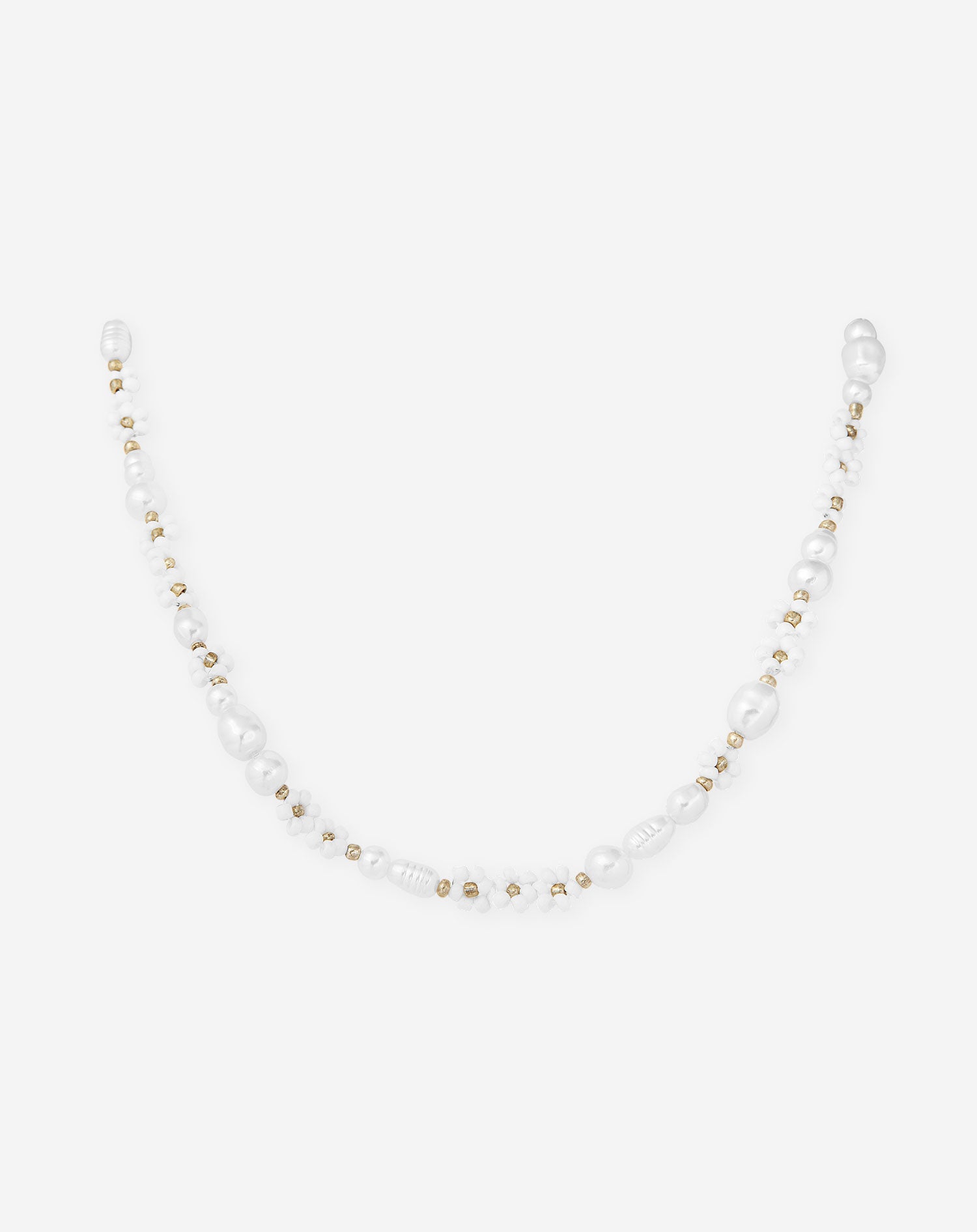 FLOWER BEADS NECKLACE WHITE
