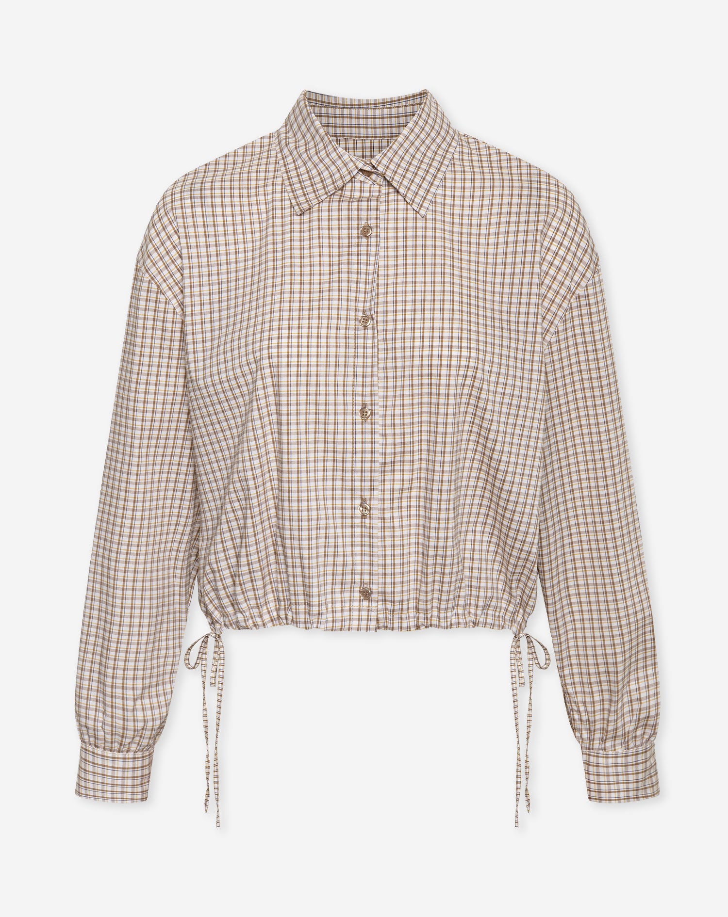 KIRA CHECK CORD BLOUSE BROWN