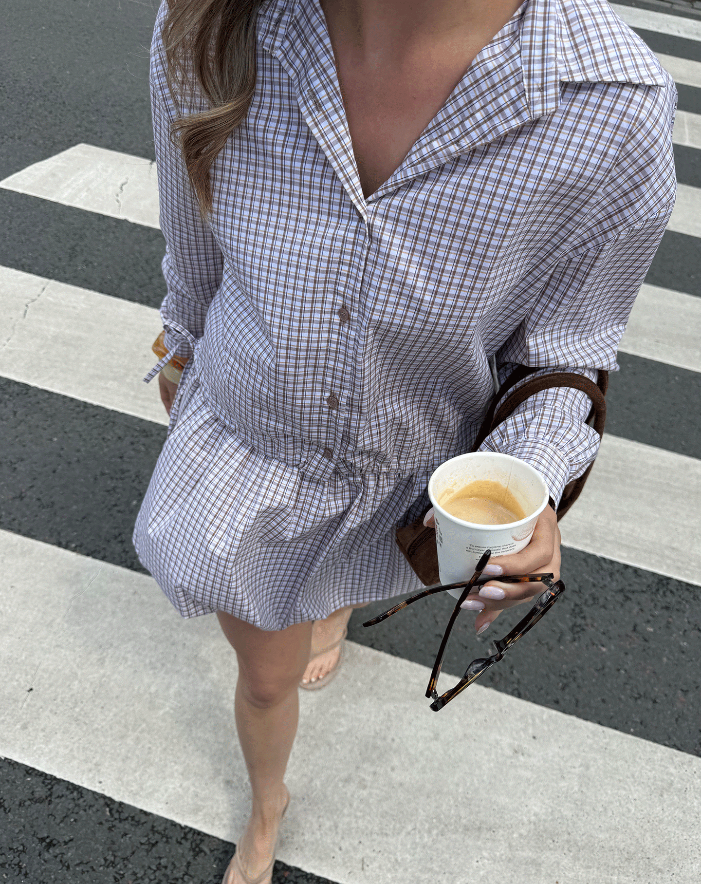 KIRA CHECK CORD BLOUSE BROWN