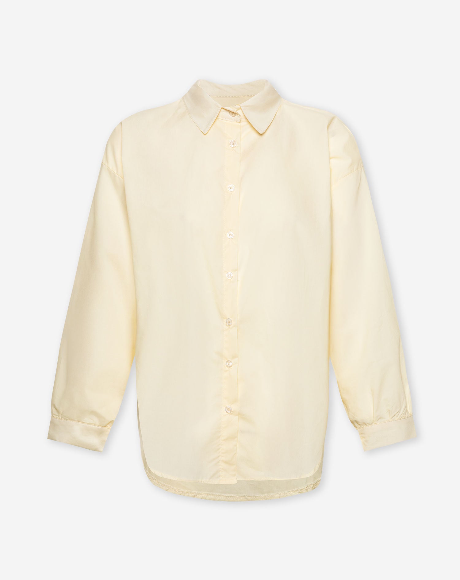 Blouse met lange mouwen van poplin stof in de kleur butteryellow - voorkant