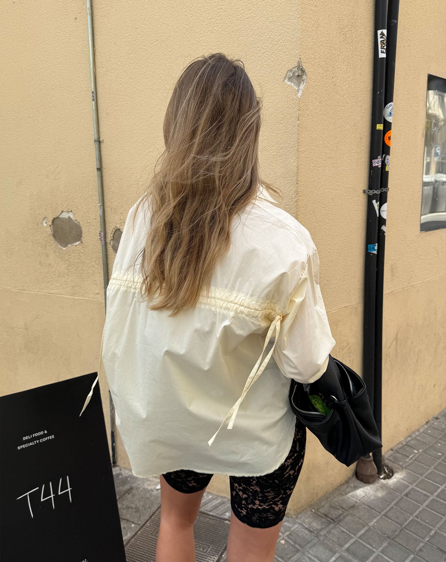 POPLIN LACE UP BLOUSE BUTTER YELLOW