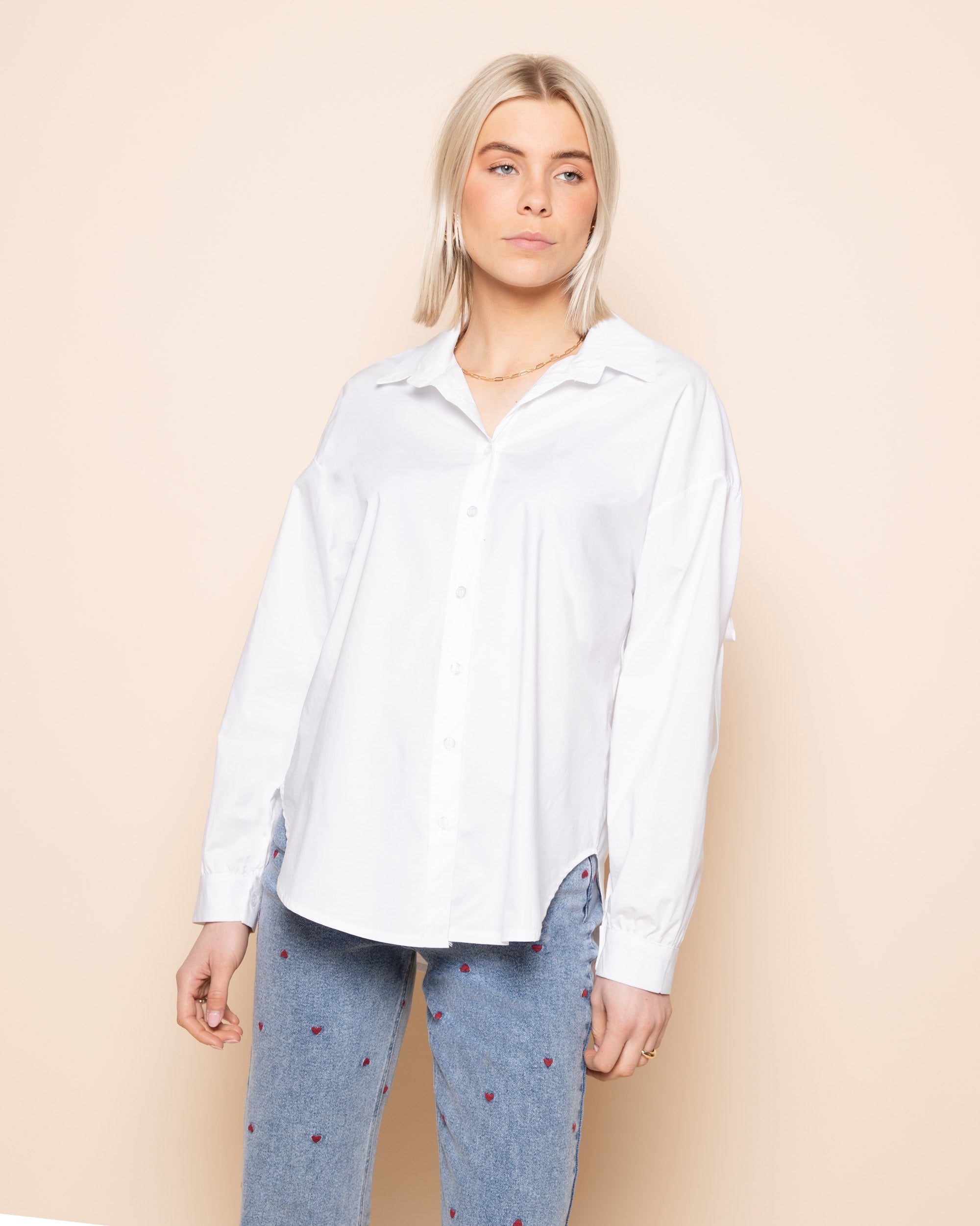 POPLIN LACE UP BLOUSE WIT