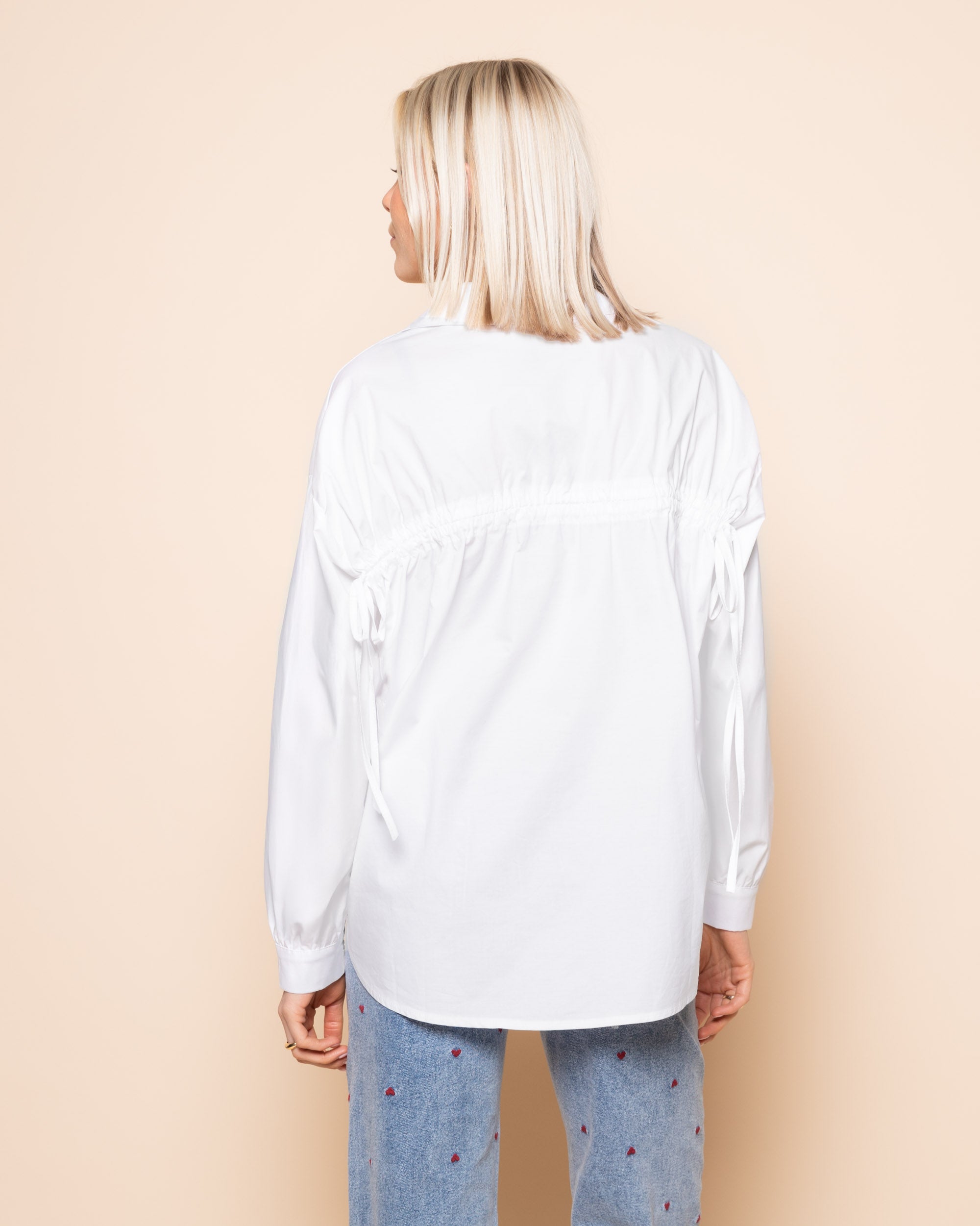 POPLIN LACE UP BLOUSE WIT