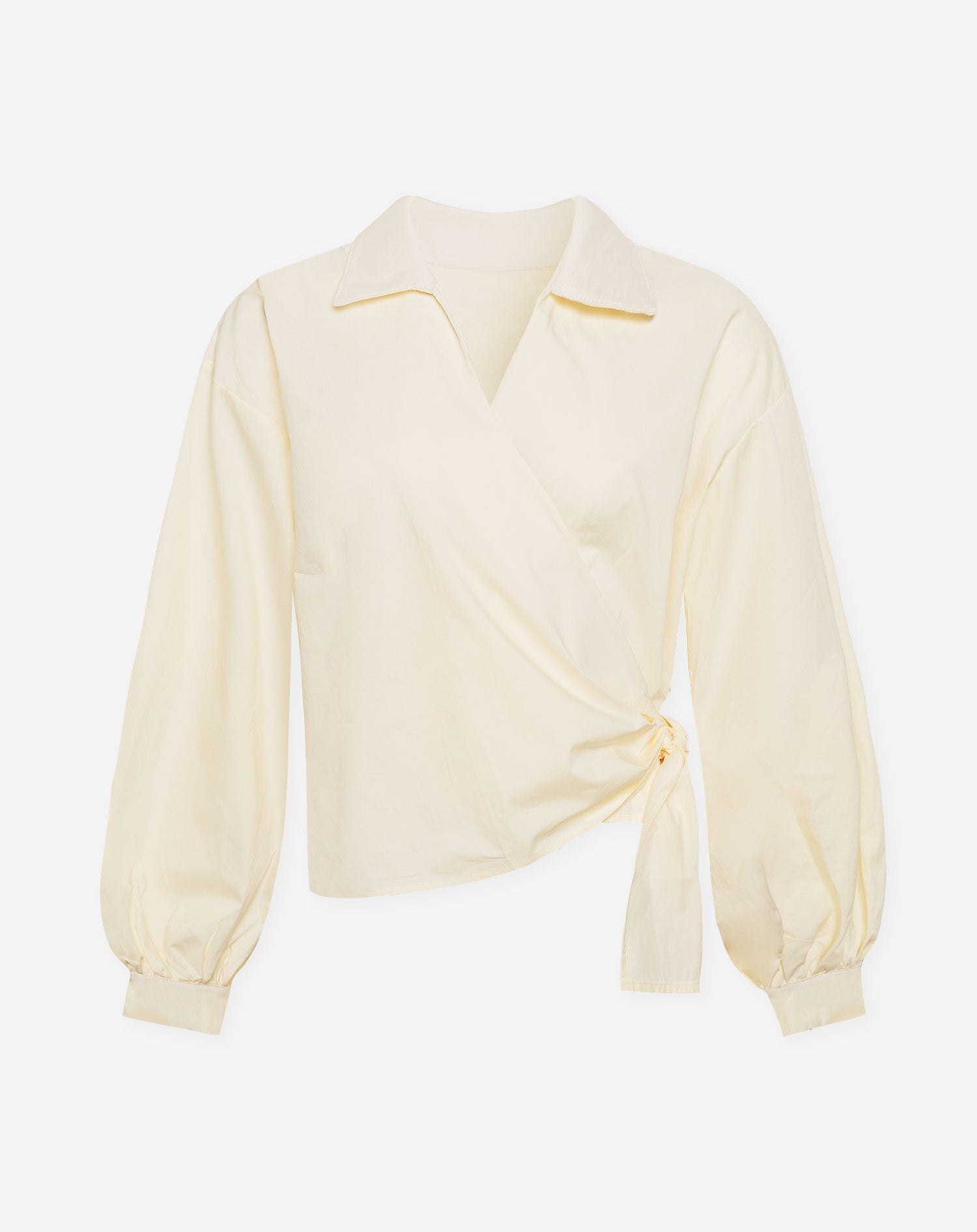 POPLIN WRAP KNOT BLOUSE BUTTER YELLOW