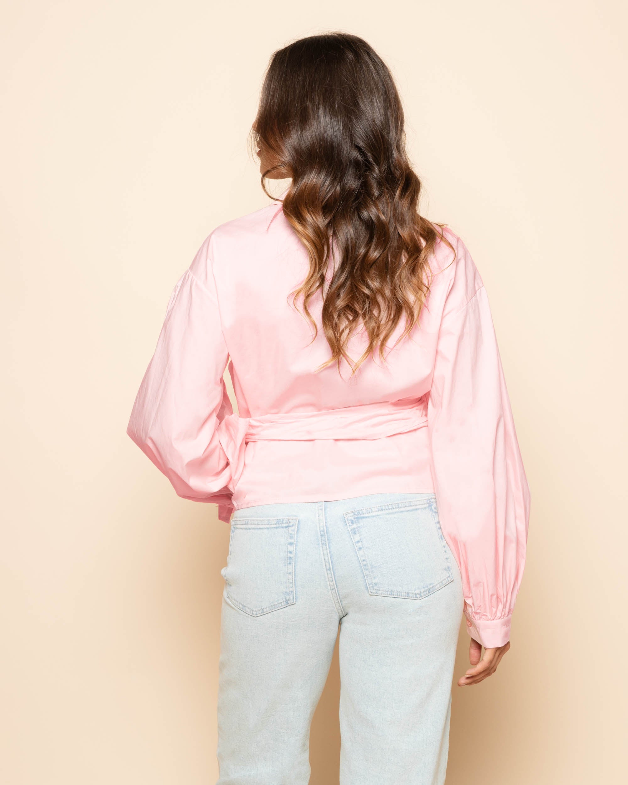 POPLIN WRAP KNOT BLOUSE LICHTROZE