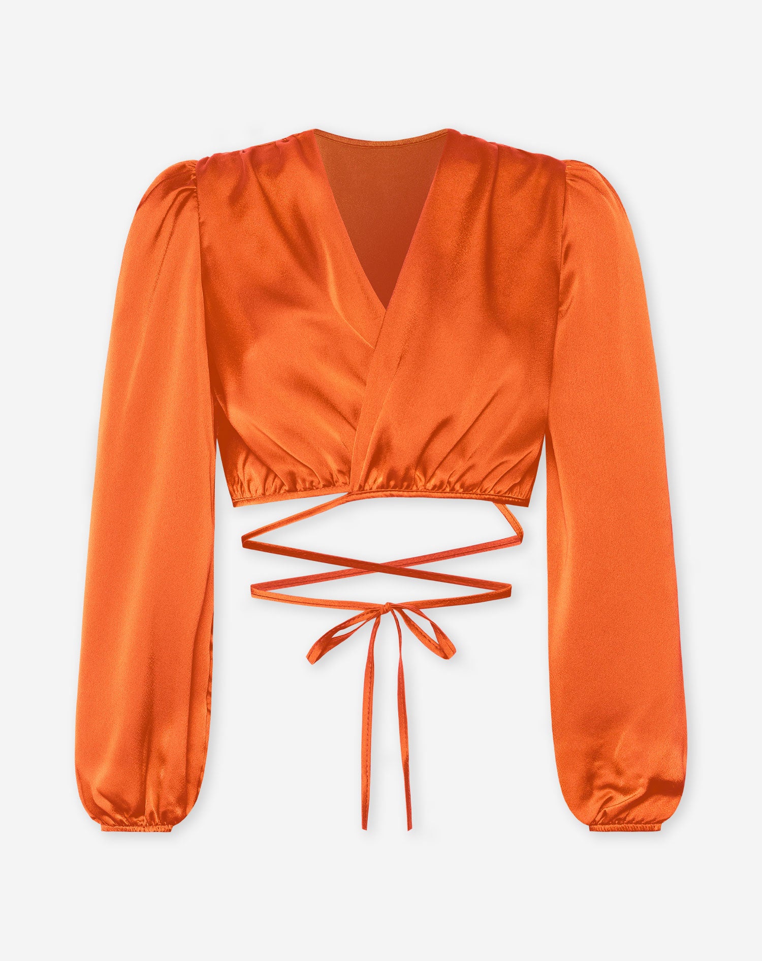 SATIN WRAP CORD TOP ORANJE