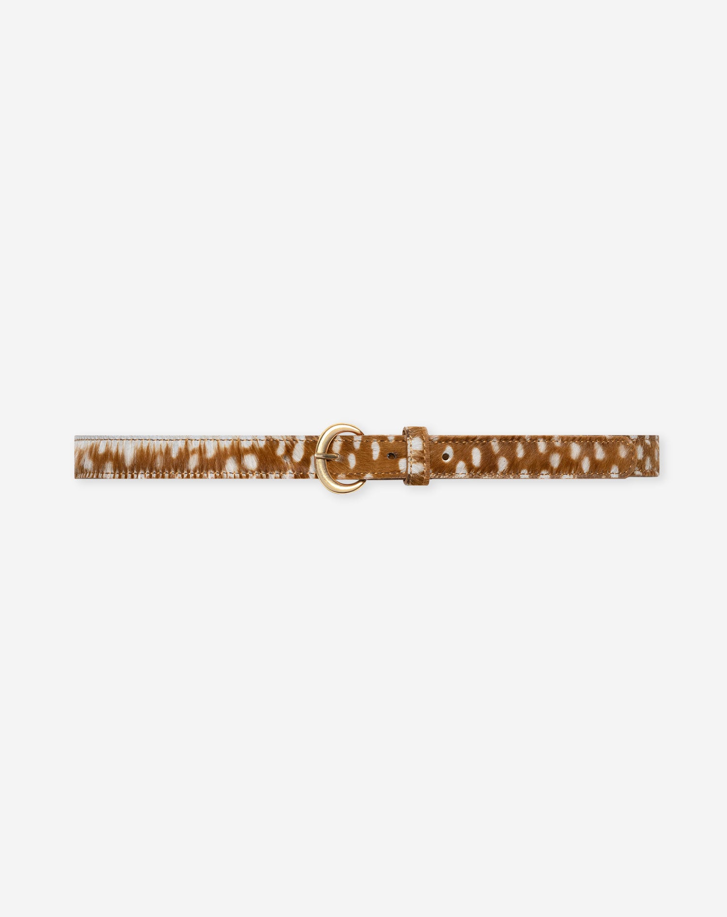 DEER PRINT LEATHER BELT BRUIN