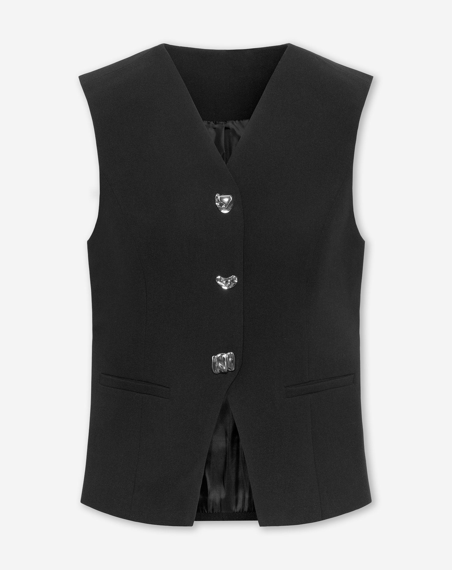 LOU FANCY BUTTON GILET ZWART