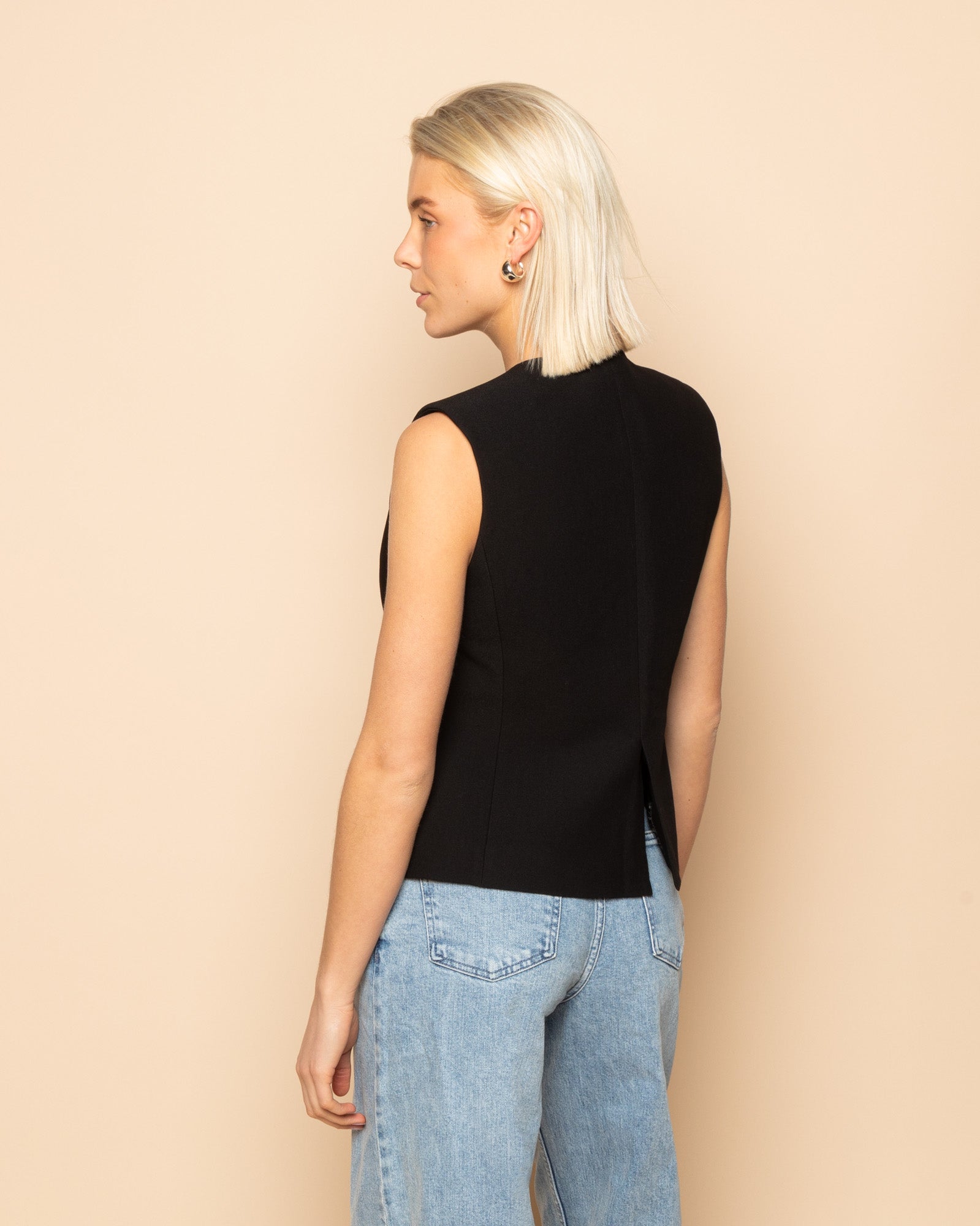 LOU FANCY BUTTON GILET ZWART